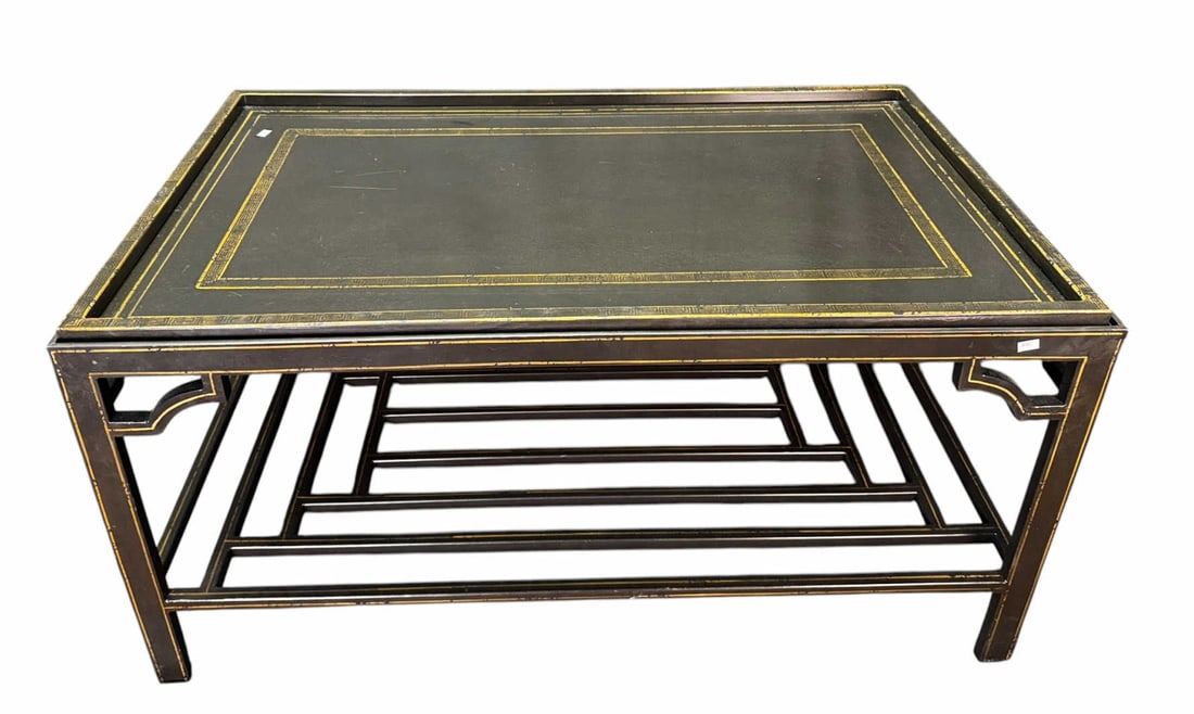REGENCY STYLE IRON COFFEE TABLE WITH TOLE TOP (1 of 4)