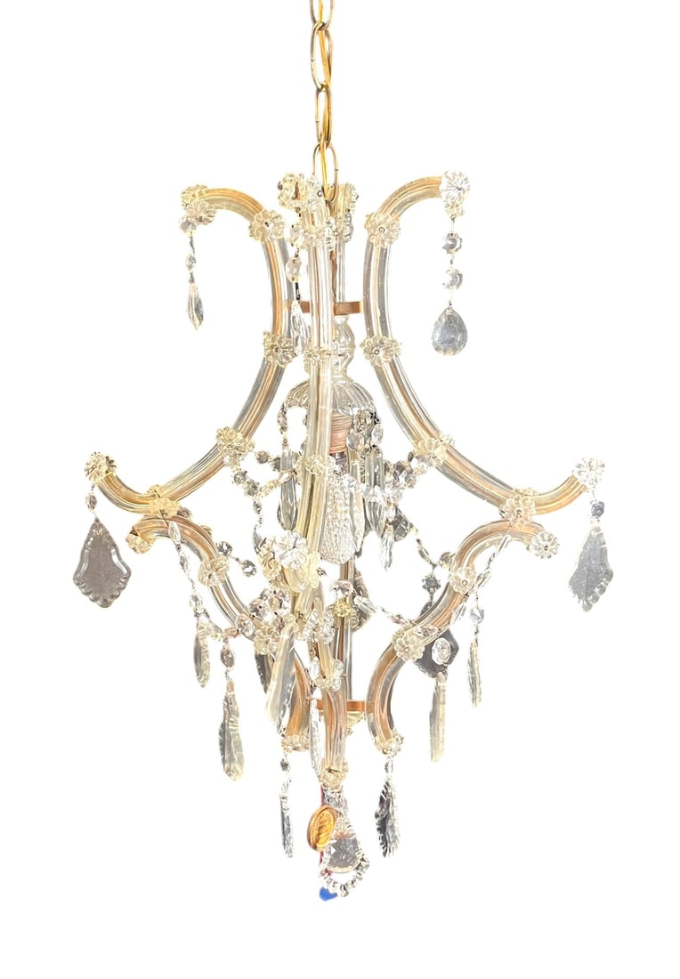 C 1950'S FRENCH CRYSTAL CHANDELIER: C 1950'S FRENCH CRYSTAL CHANDELIER. Height: 27 in. by Width: 18 in. by Depth: 18 in.