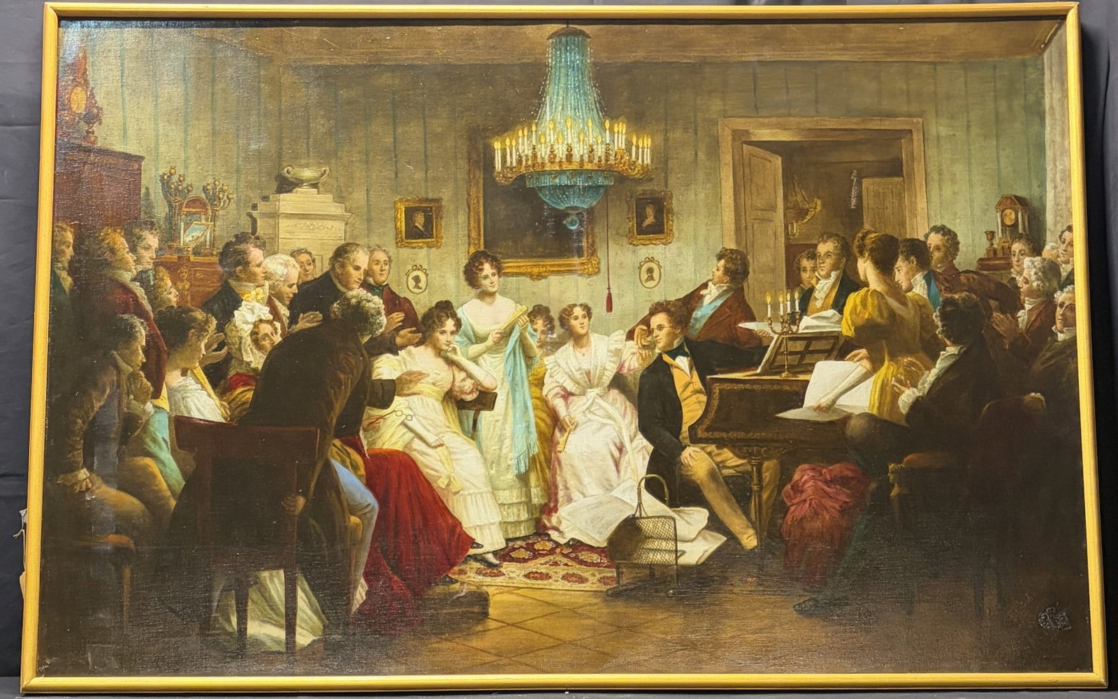 19TH C OIL ON CANVAS "SCHIUBERT in INVIENNA" (1 of 6)
