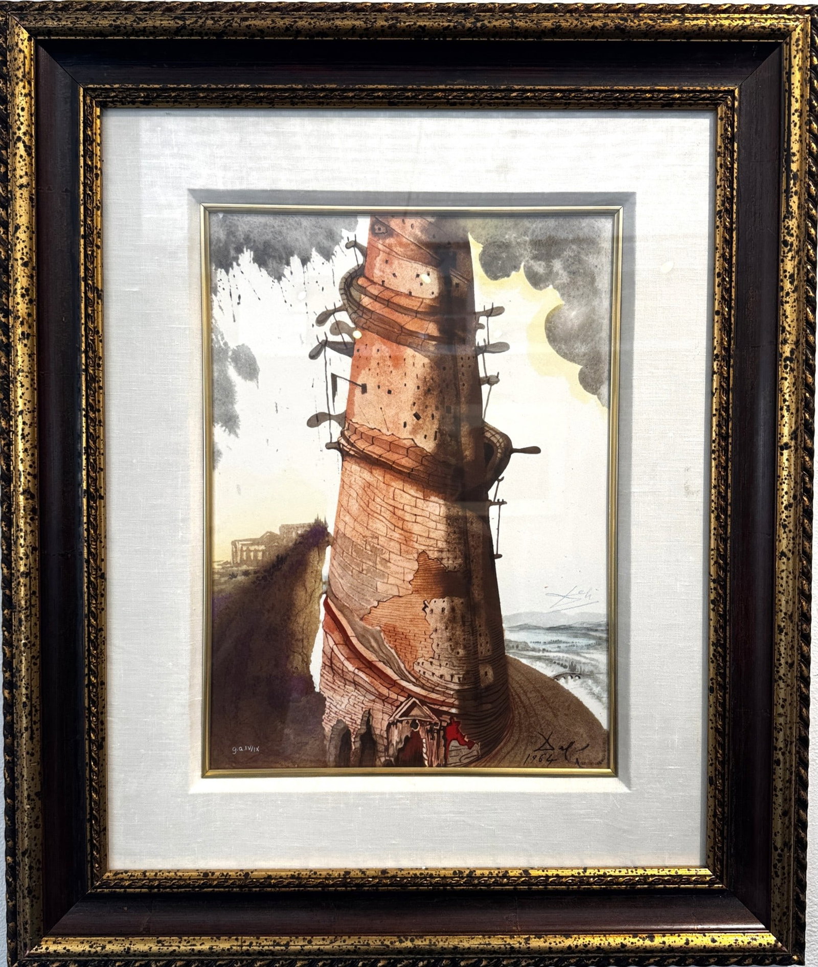 SALVADOR DALI " THE TOWER OF BABEL" 1967 WOODCUT: SALVADOR DALI " THE TOWER OF BABEL" 1967 WOODCUT. Height: 19 in. by Width: 13