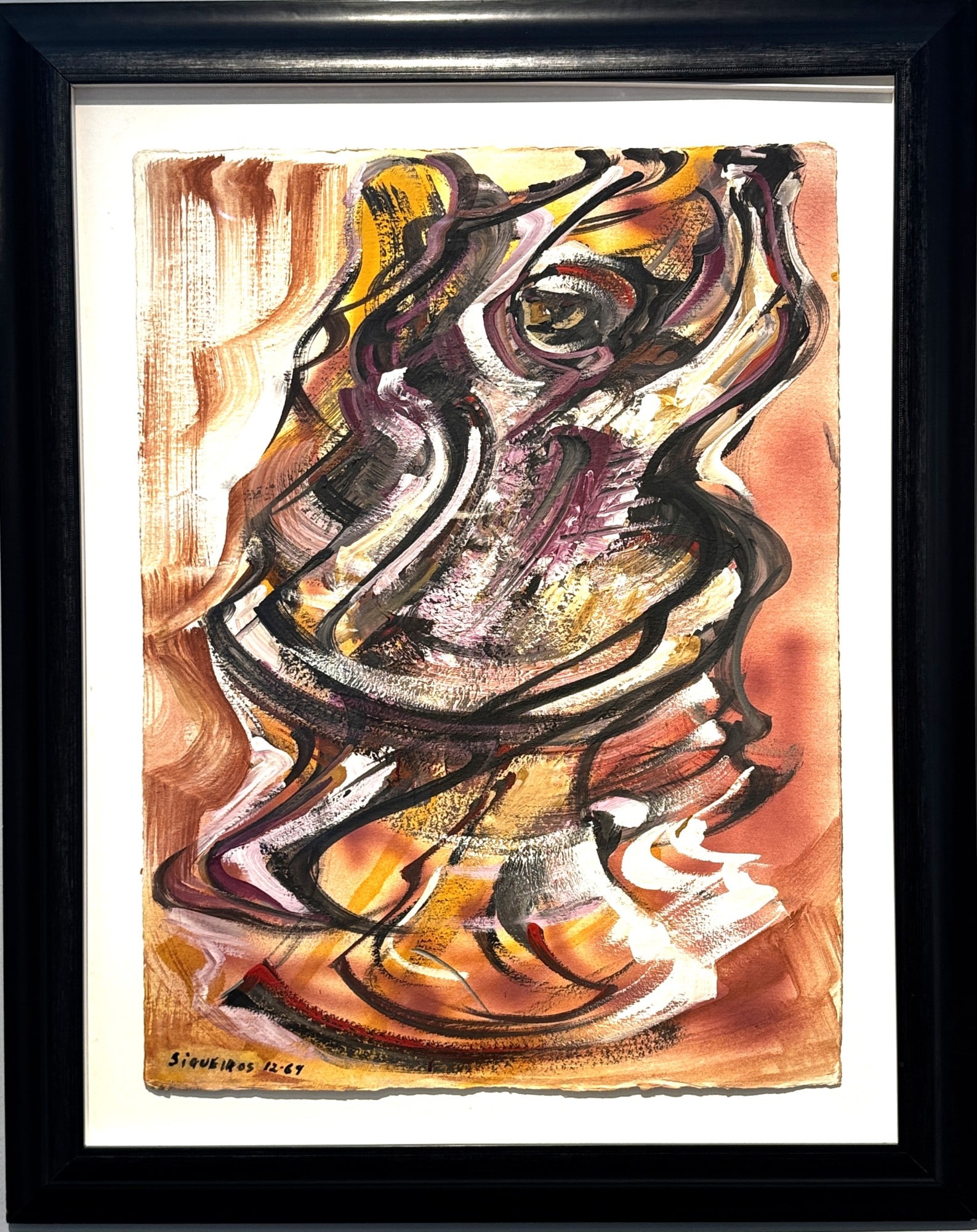 DAVID ALFARO SIQUIROS ORIGINAL WATERCOLOR: DAVID ALFARO SIQUIROS ORIGINAL WATERCOLOR PAINTING, 1969. Height: 30 in. by Width: 22