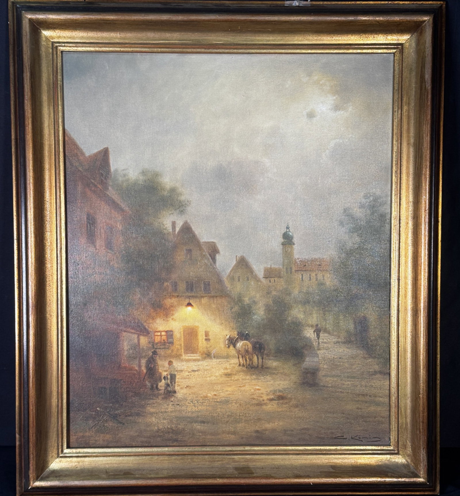 GUNTER KESSLER OIL ON CANVAS VILLAGE SCENE (1 of 4)