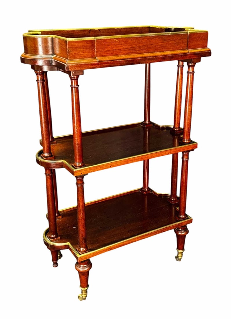 1820'S FRENCH EMPIRE 3- TIER SERVER ON BRASS SABO (1 of 3)