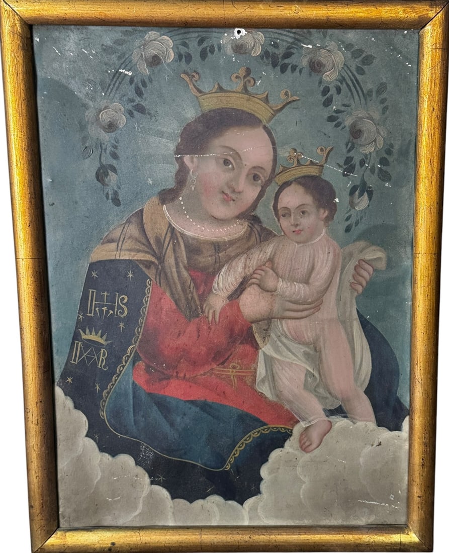 19TH C. RETABLO MOTHER AND CHILD (1 of 2)