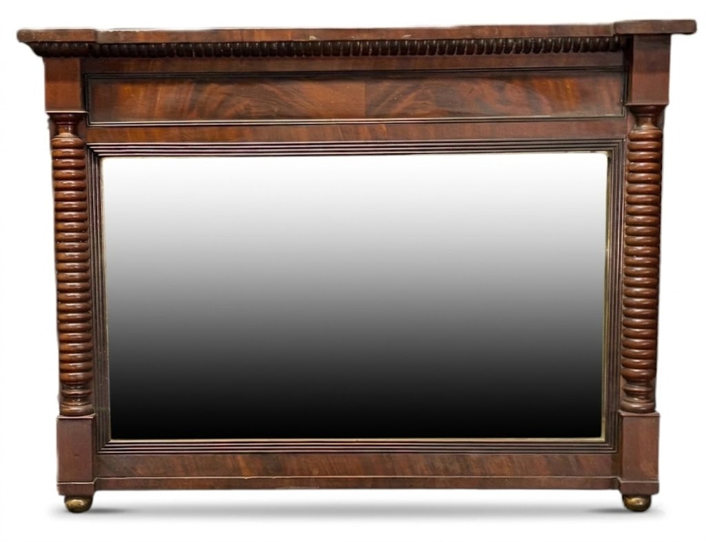 ANTIQUE 1800's EMPIRE MAHOGANY OVERMANTLE MIRROR (1 of 6)