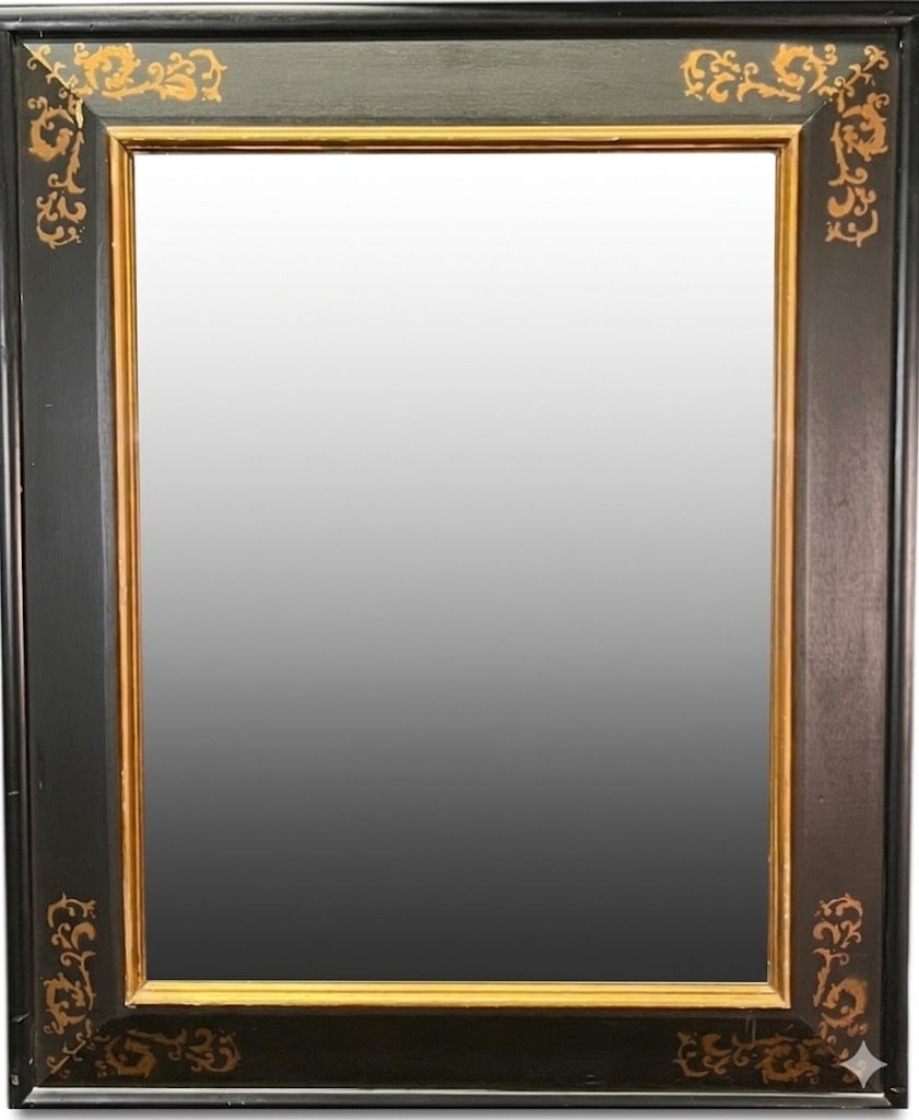 VINTAGE EBONIZED & GILT FRAMED MIRROR (1 of 6)
