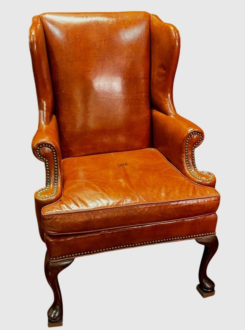 LEATHER WING CHAIR BY HICKORY CHAIR CO. (1 of 6)