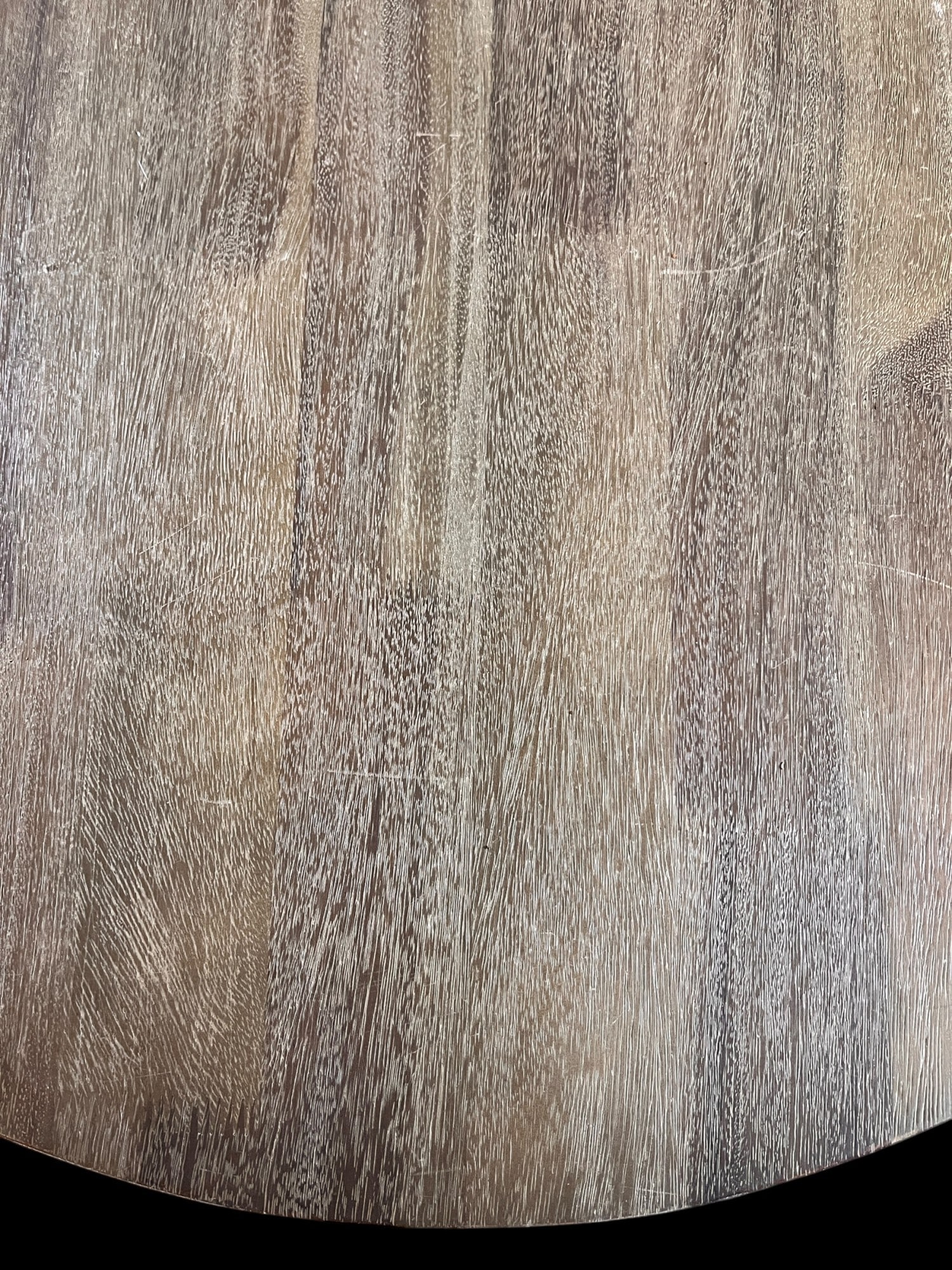 ROUND WEATHERED GRAY WOOD DROP LEAF TABLE - 3