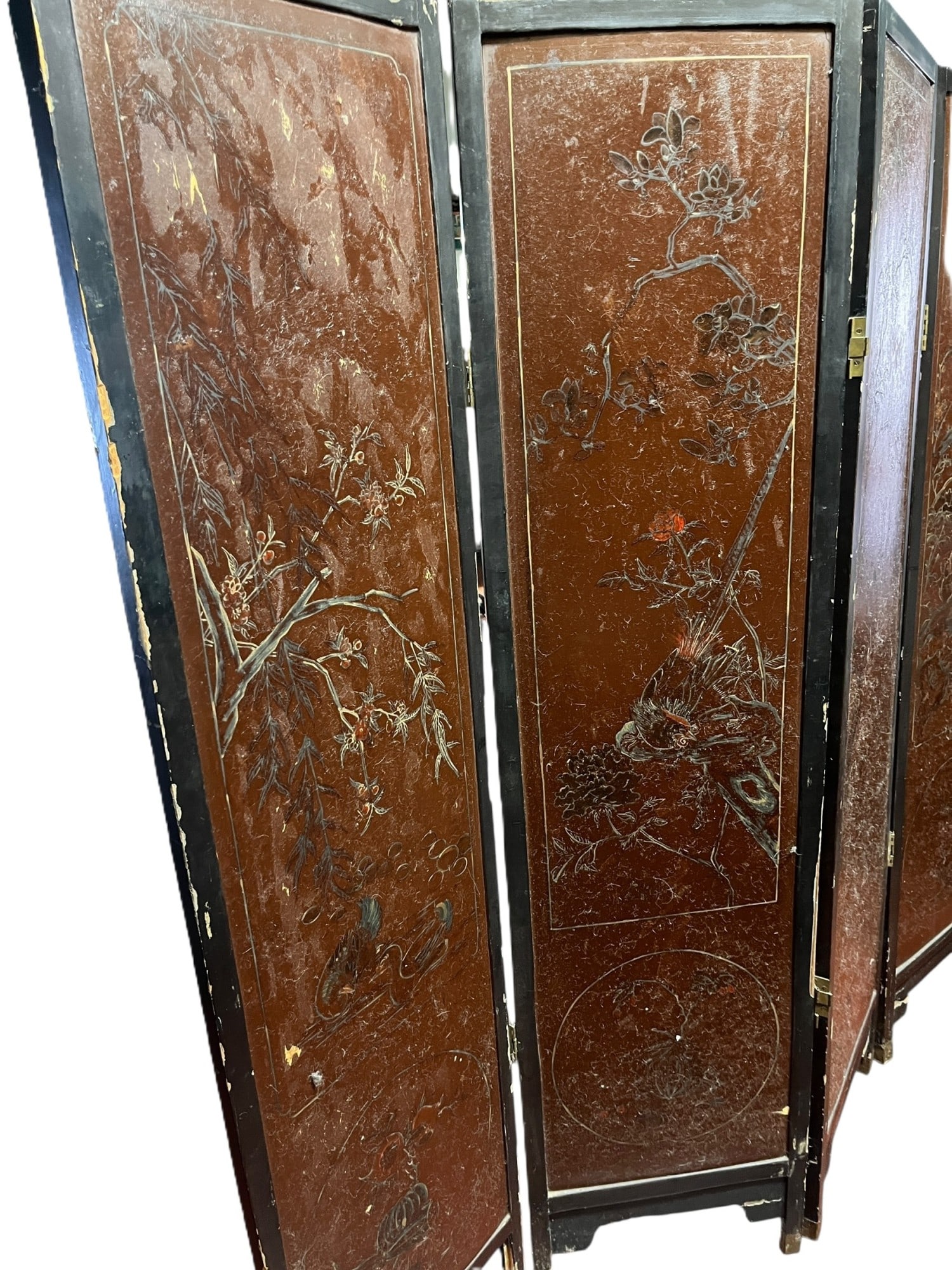 19th CENTURY CHINESE FOUR-PANEL SCREEN - 2