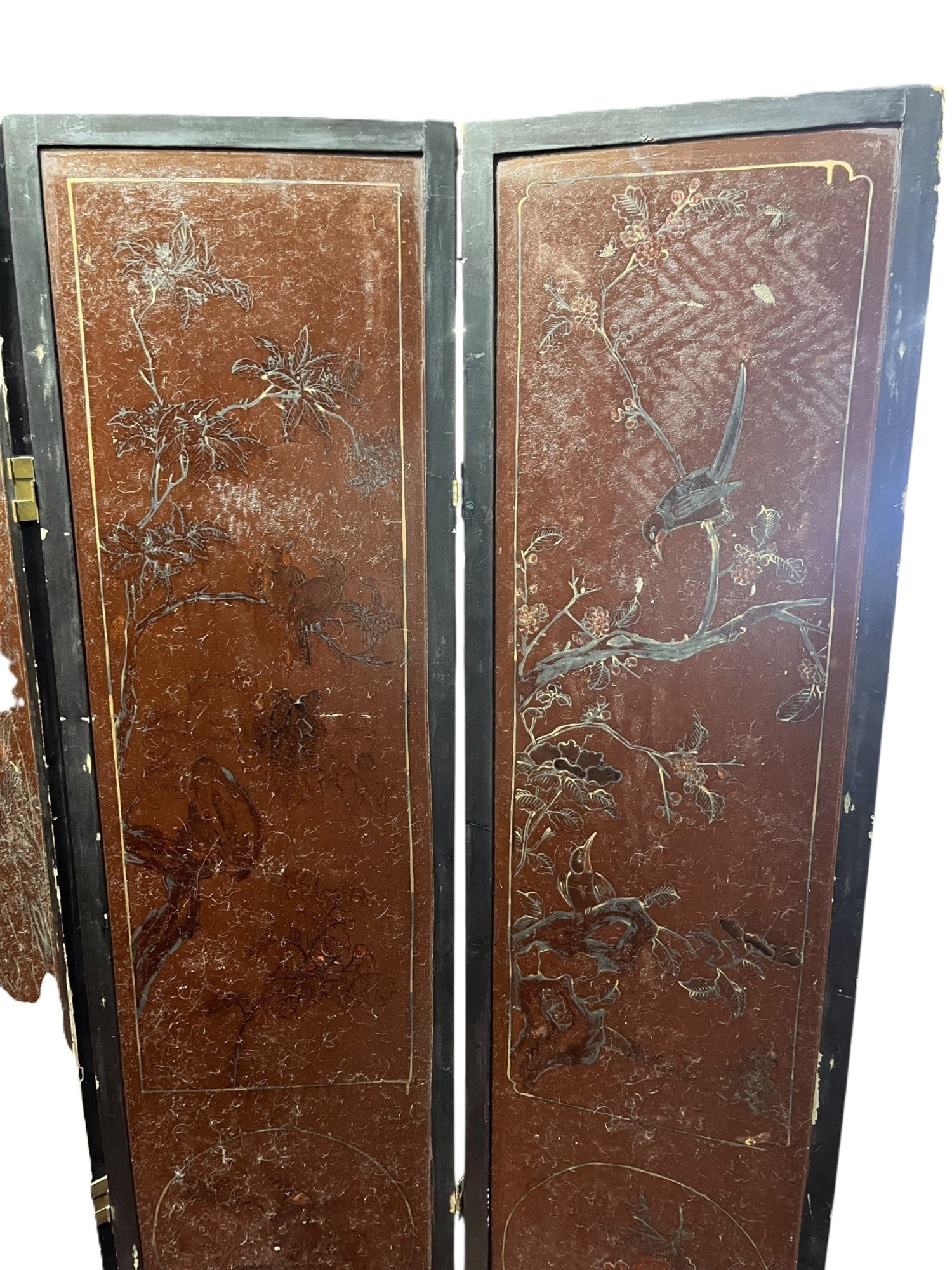 19th CENTURY CHINESE FOUR-PANEL SCREEN - 3