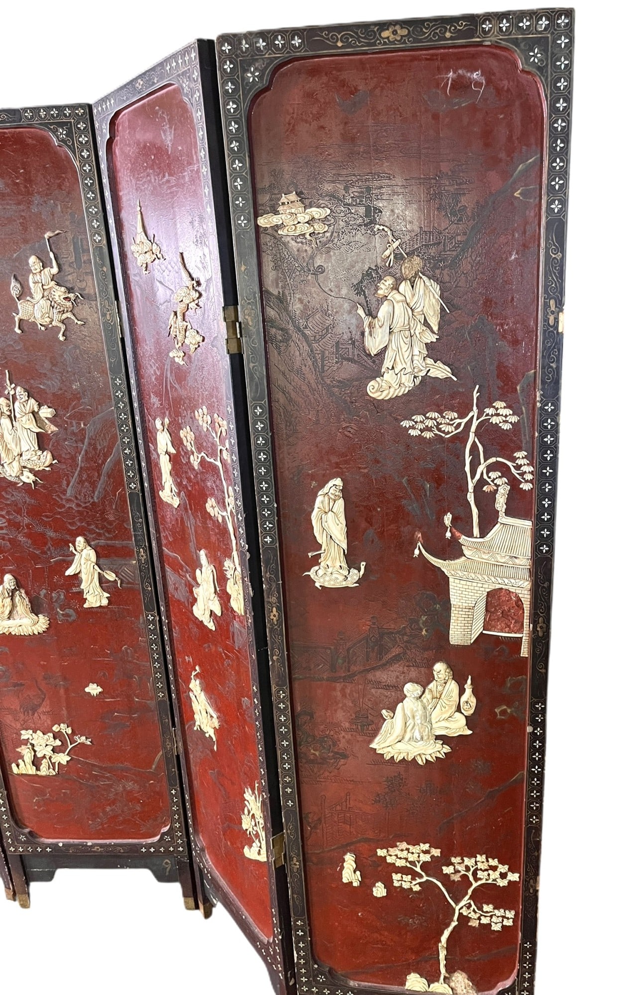 19th CENTURY CHINESE FOUR-PANEL SCREEN - 6