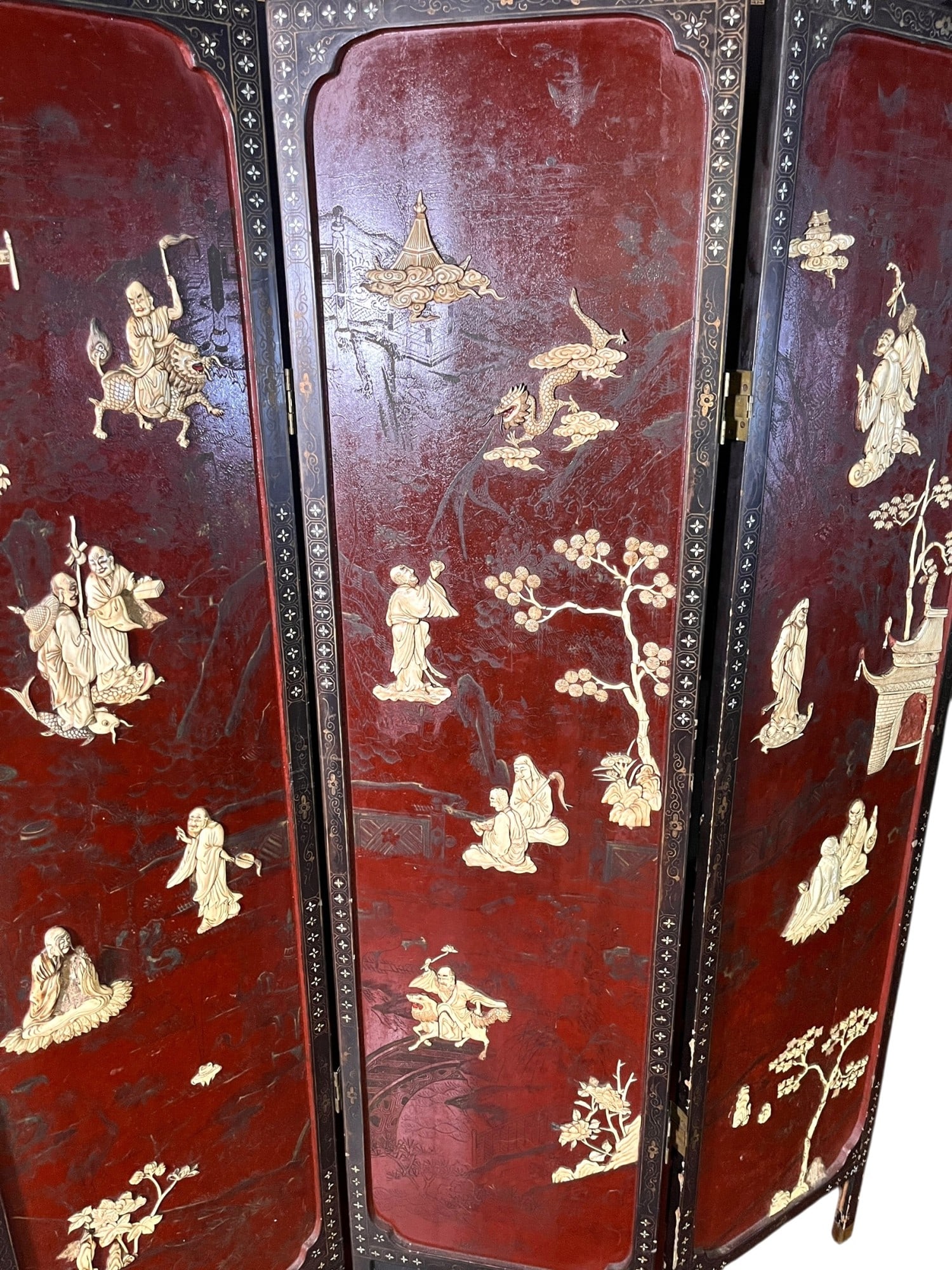 19th CENTURY CHINESE FOUR-PANEL SCREEN - 7