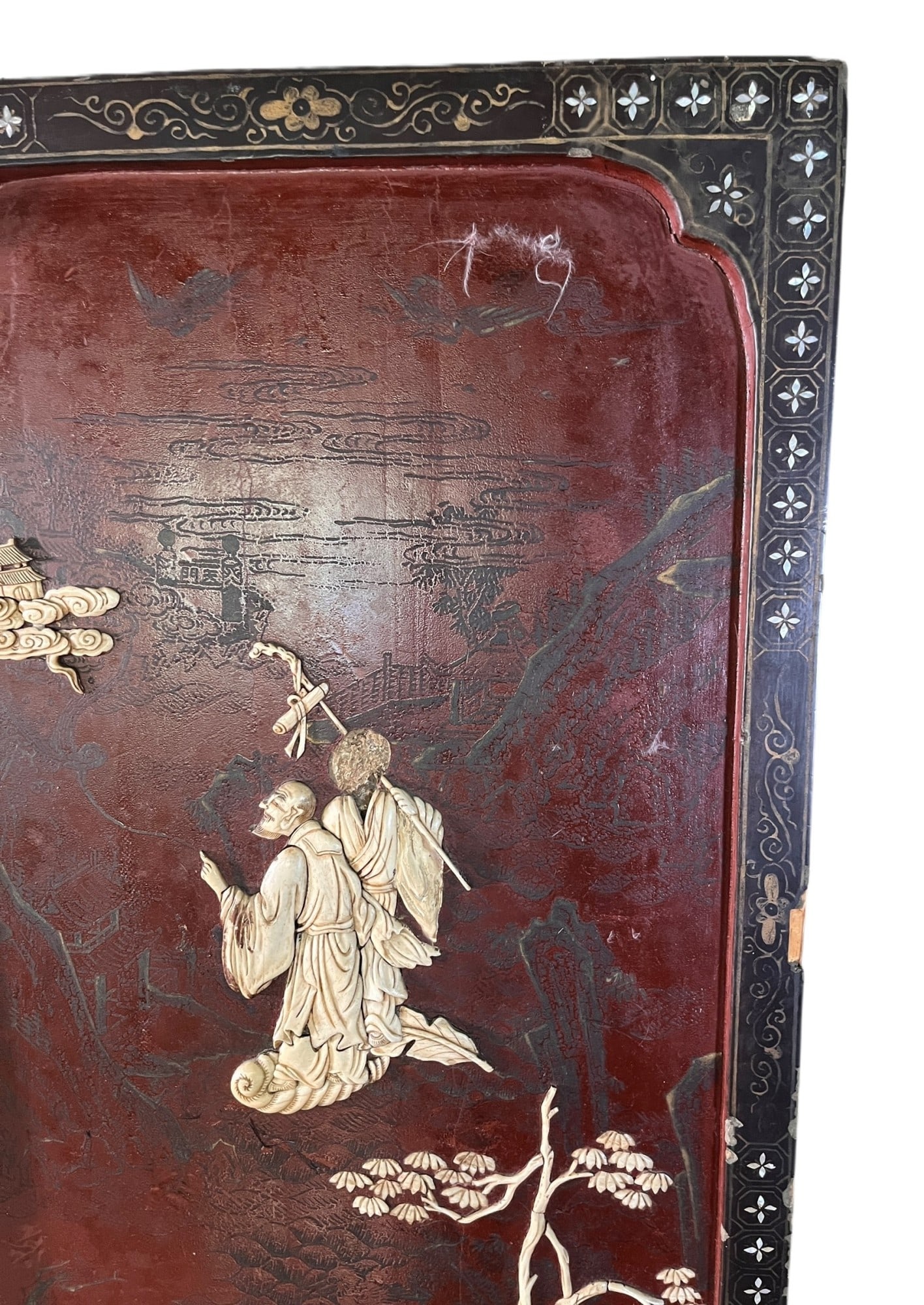 19th CENTURY CHINESE FOUR-PANEL SCREEN - 8