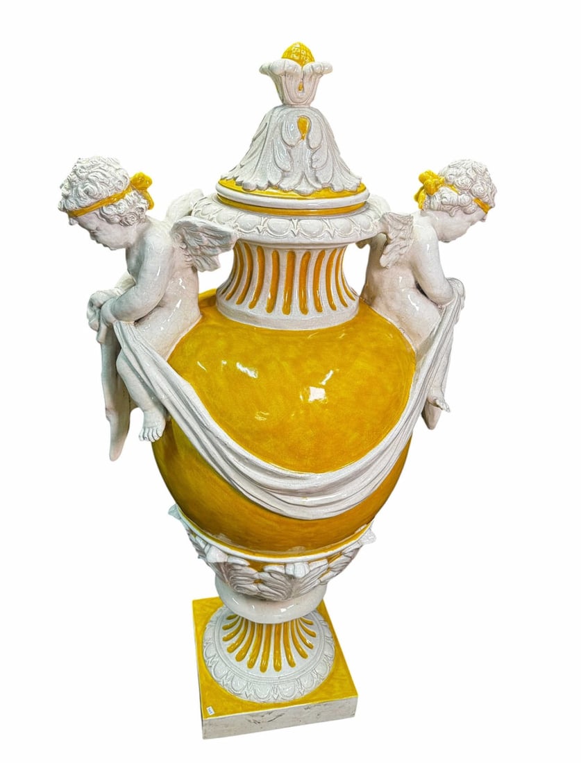 MONUMENTAL PORCELAIN URN WITH PUTTIES (1 of 4)