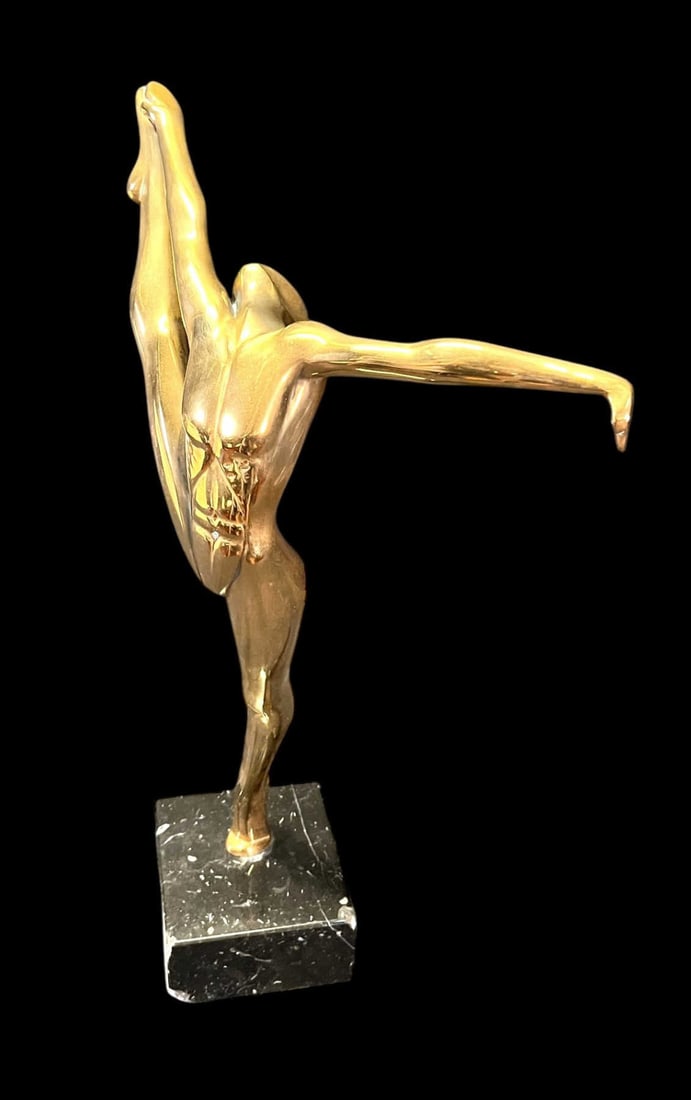 BRONZE SCULPTURE OF DANCER BY TOM BENNET, SIGNED: BRONZE SCULPTURE OF DANCER BY TOM BENNET, SIGNED AND DATED 1986. Height: 18 in. by Width: 11 in. by Depth: 11 in.