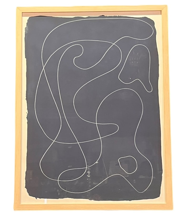 "SCATTERED THOUGHTS" FRAMED IN GLASS/WOOD: "SCATTERED THOUGHTS" FRAMED IN GLASS/WOOD Height: 33.5 in. by Width: 25 in. by Depth: 2 in.