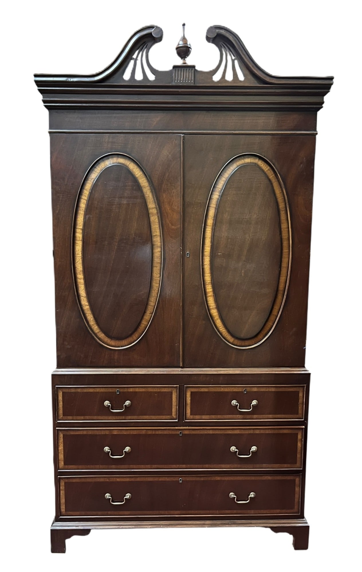 GEORGIAN STYLE LINEN PRESS: GEORGIAN STYLE LINEN PRESS. Height: 96 in. by Width: 26 in. by Depth: 48 in.