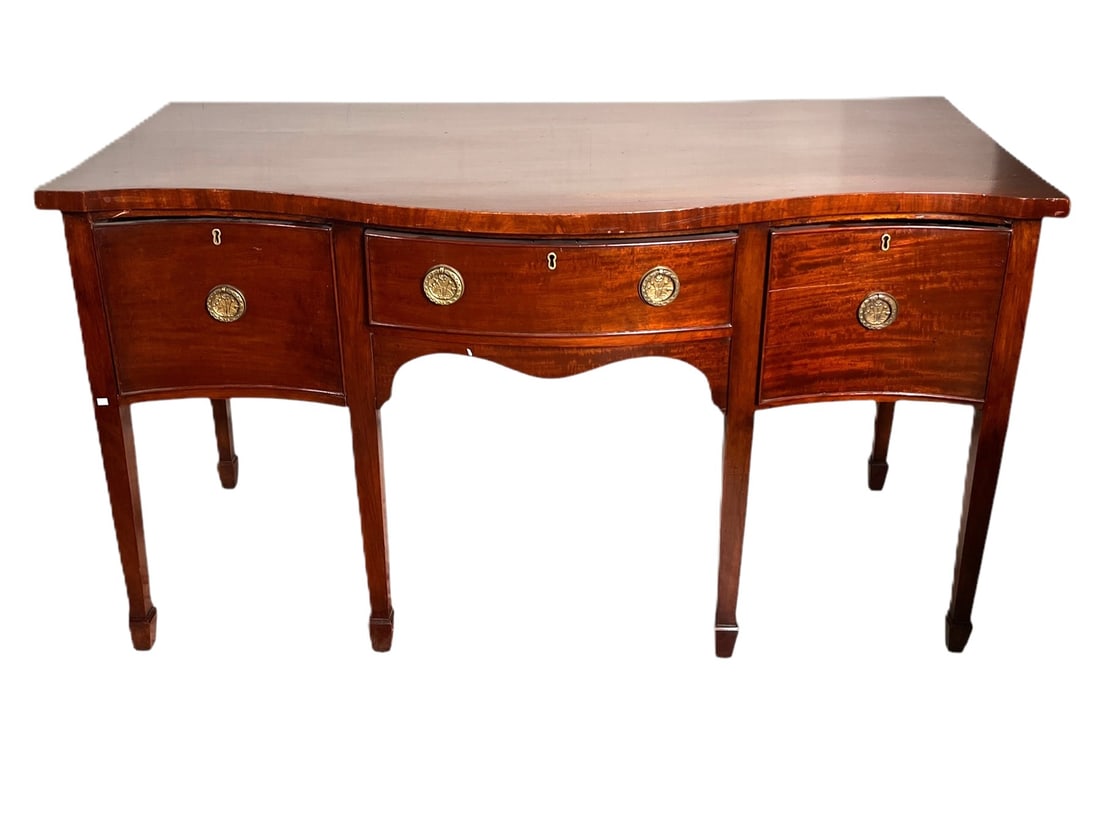CIRCA 1830's HEPPLEWHITE MAHOGANY SIDEBOARD (1 of 3)