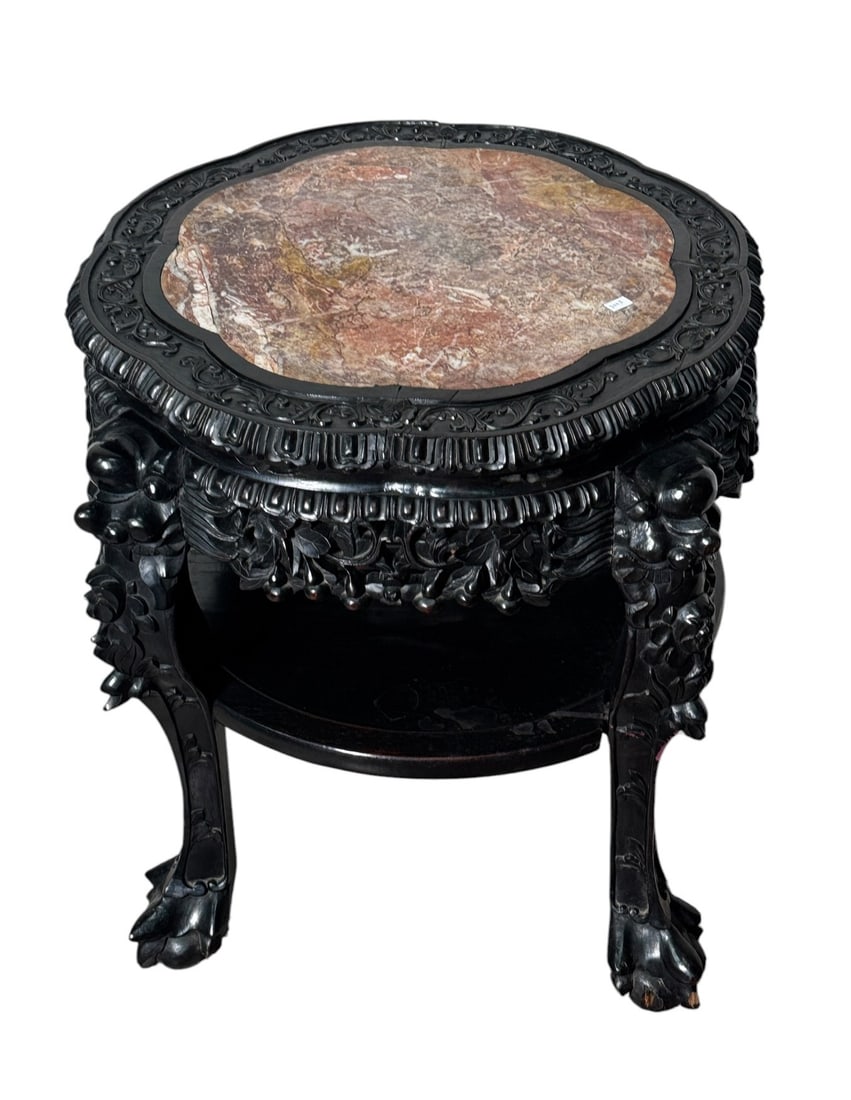 19TH C. CHINESE CARVED OCCASSIONAL TABLE (1 of 3)