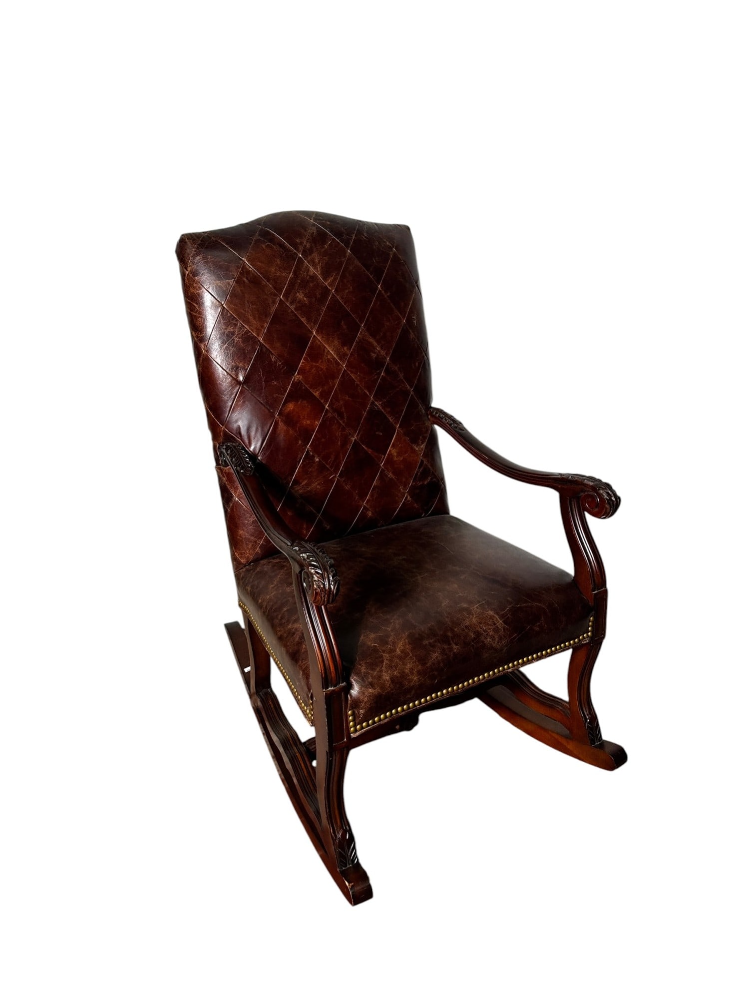 LEATHER ROCKING CHAIR: LEATHER ROCKING CHAIR Height: 43 in. by Width: 25 in. by Depth: 37
