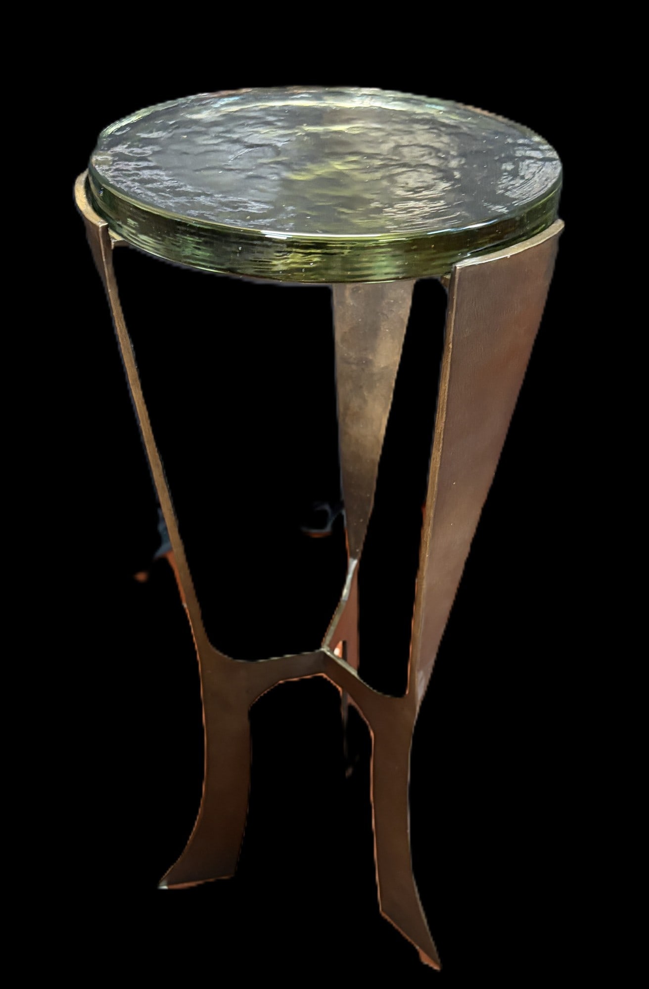 MODERN BRASS AND GLASS ART COCKTAIL TABLE (1 of 5)