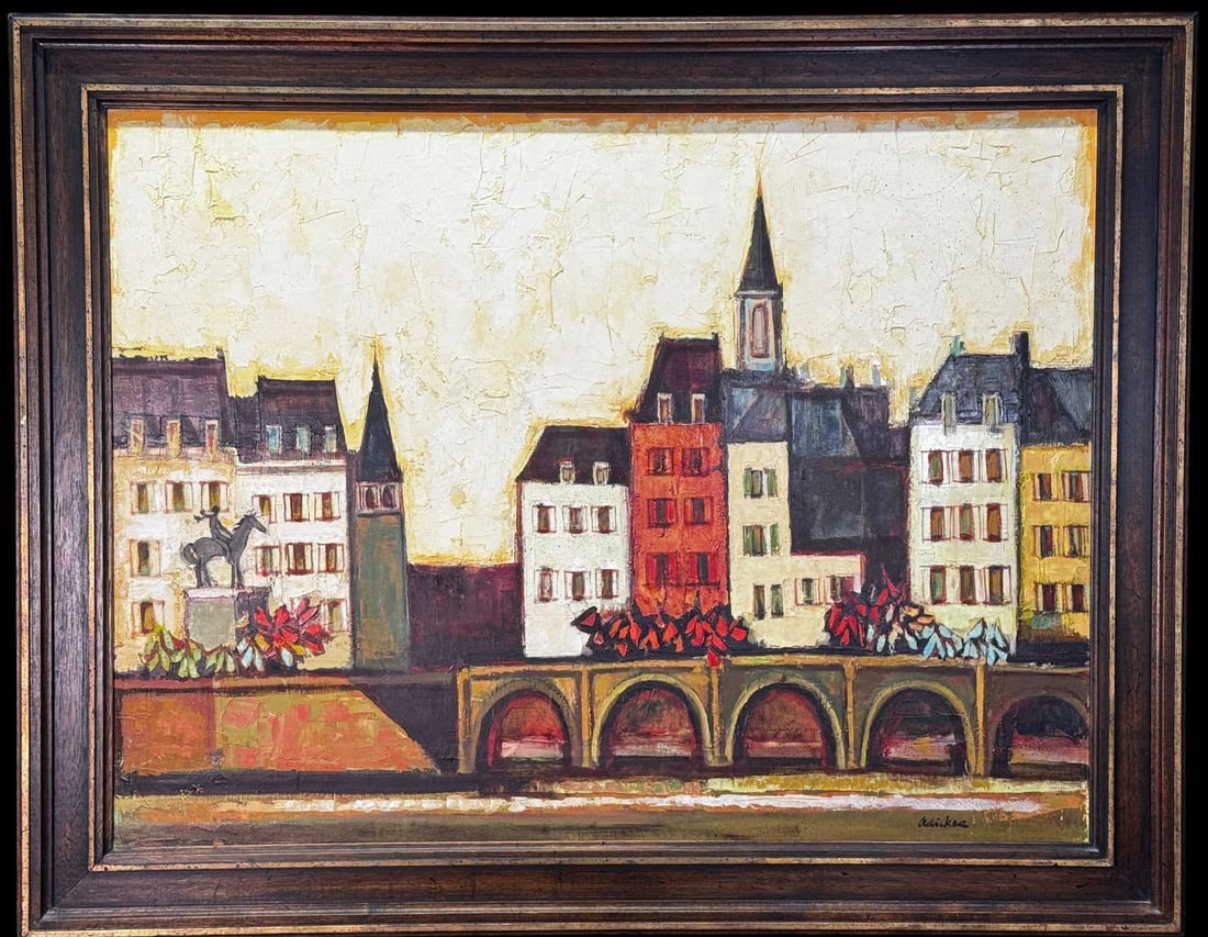 DAVID ADICKES CITY SCAPE OIL ON CANVAS (1 of 6)