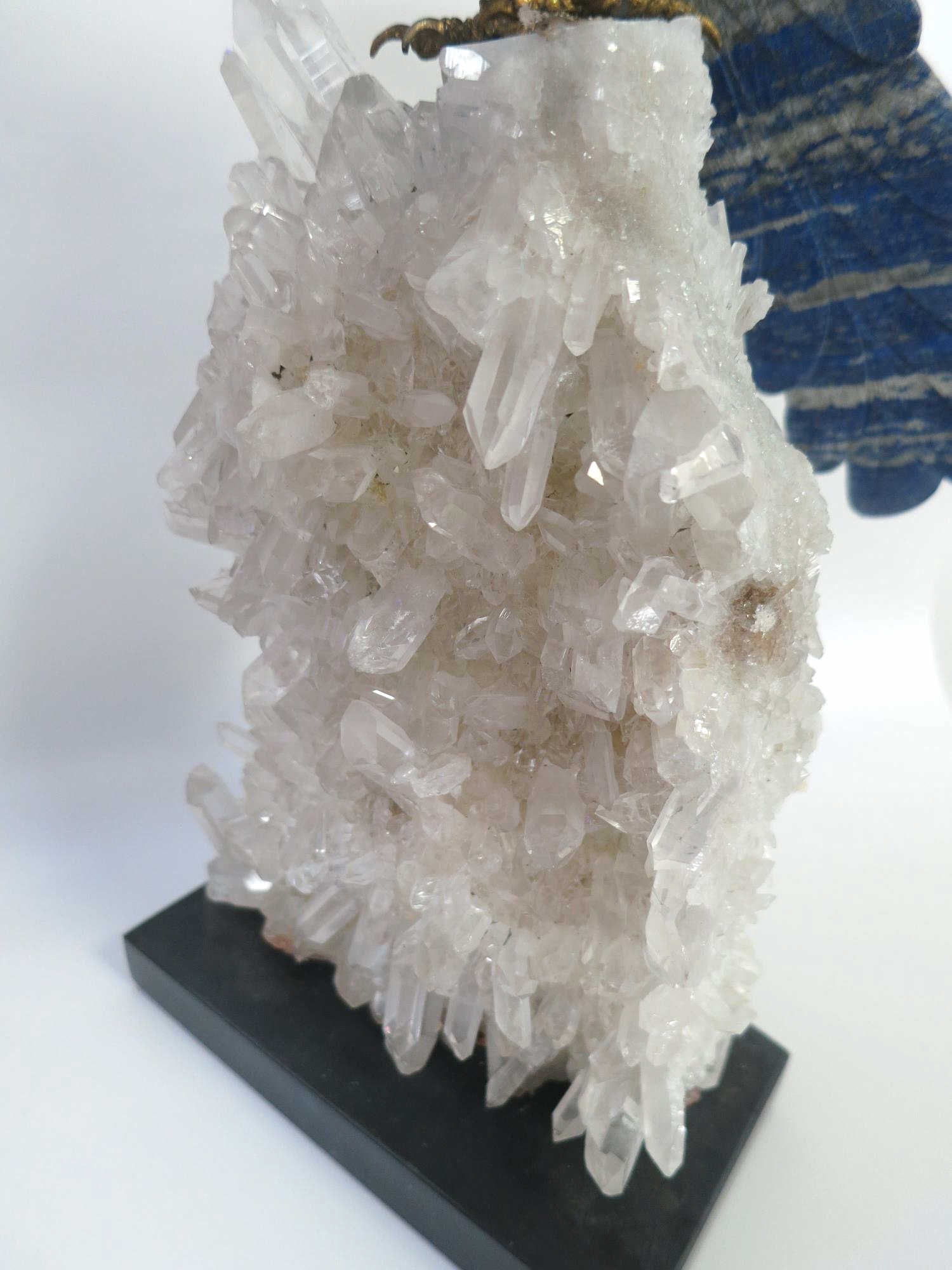 PERUVIAN LAPIS PARROT ON CRYSTAL AGATE BASE - 6