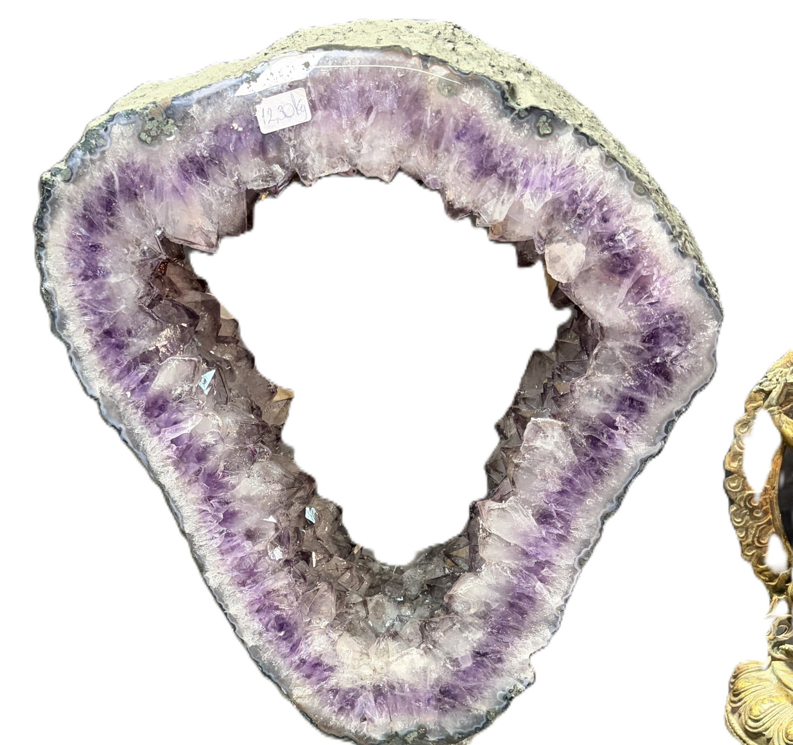 AMETHYST ON IRON STAND: AMETHYST ON IRON STAND Height: 15 in. by Width: 13 in. by Depth: 3 in.