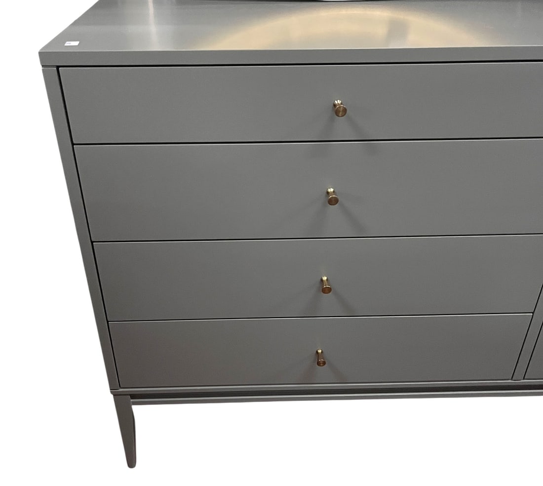 CONTEMPORARY GRAY CHEST WITH BRASS PULLS - 2