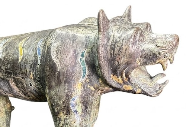 BRONZE FOO LION WITH INLAY - 2