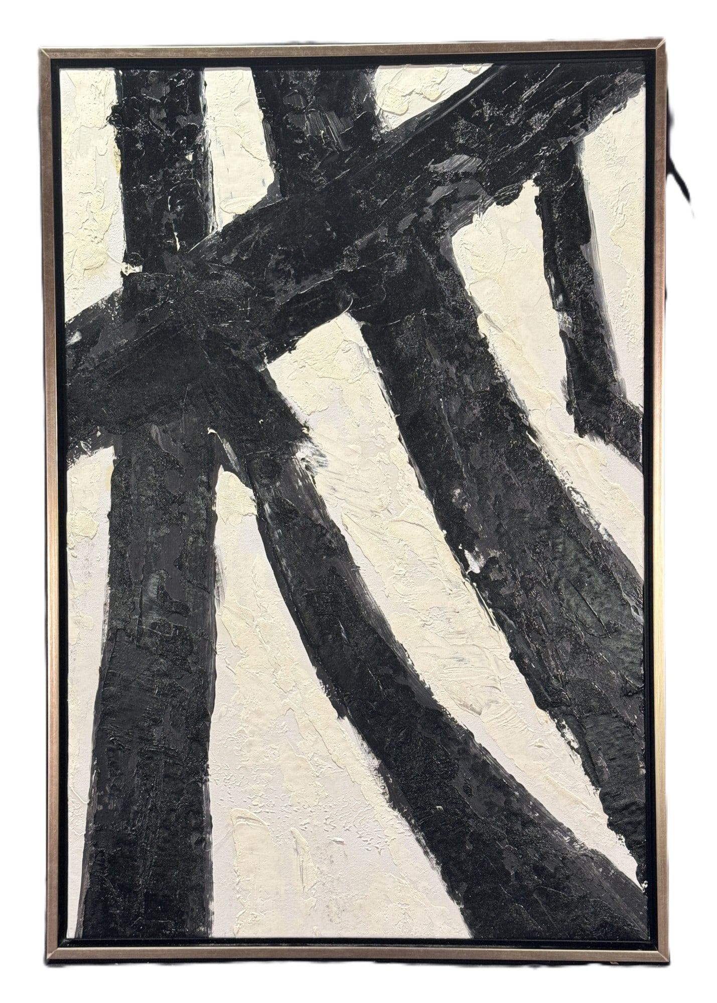 BLACK AND WHITE ABSTRACT PAINTING: BLACK AND WHITE ABSTRACT PAINTING Height: 37.5 in. by Width: 25.5 in. by Depth: 1 IN.