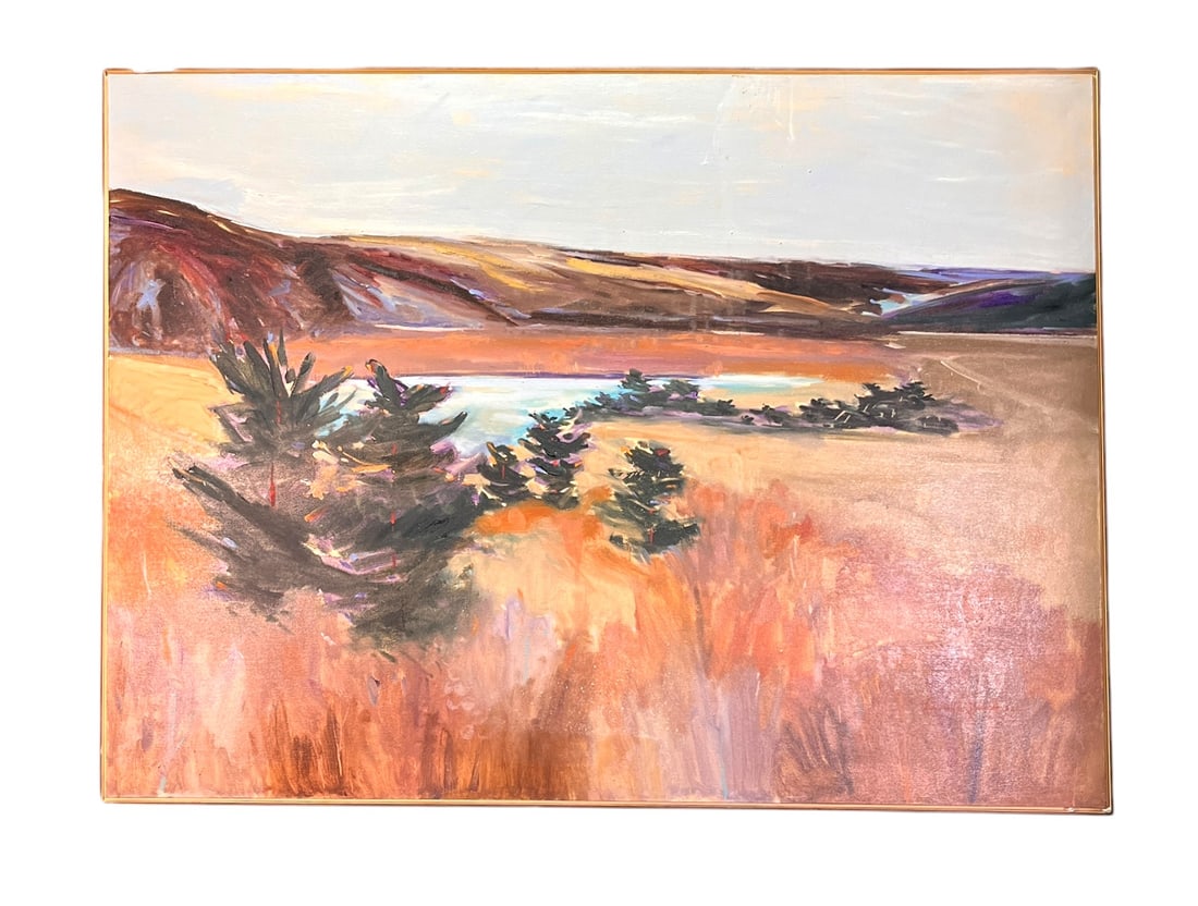 LARGE IMPRESSIONIST ACRYLIC ON CANVAS LANDSCAPE: LARGE IMPRESSIONIST ACRYLIC ON CANVAS LANDSCAPE Height: 56.4 in. by Width: 70 in. by Depth: 1 IN.