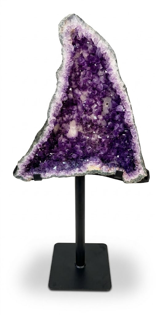AMETHYST ON IRON STAND: AMETHYST ON IRON STAND Height: 21 in. by Width: 18 in. by Depth: 6 in.