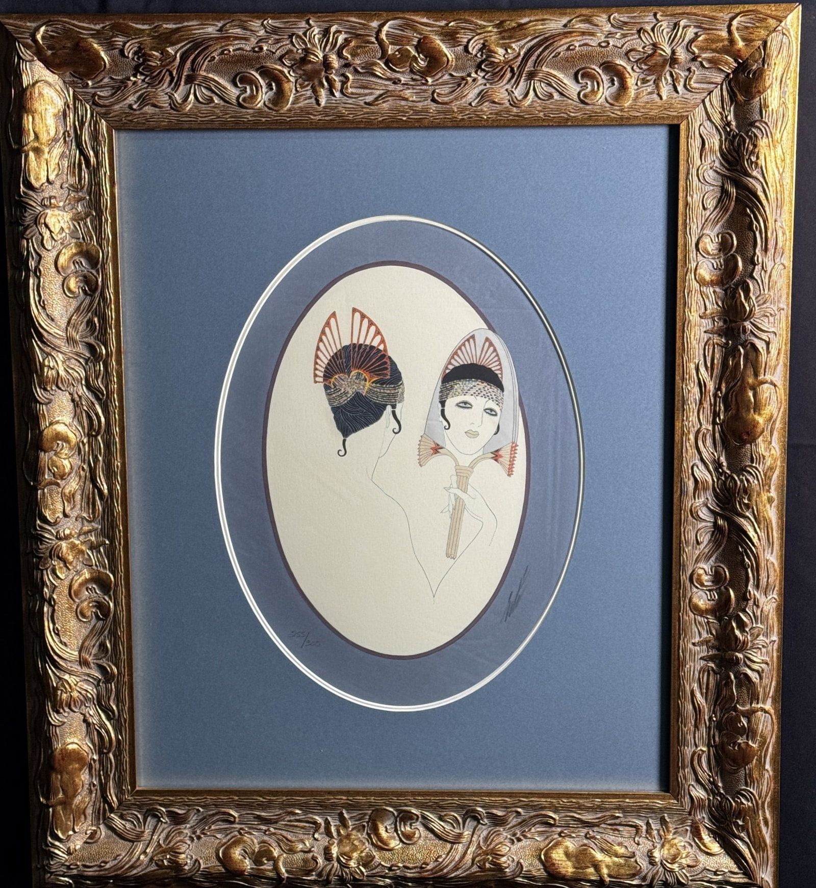 ERTE "THE MIRROR" 255/300 LITHO: ERTE "THE MIRROR" 255/300 LITHO Height: 29 in. by Width: 25