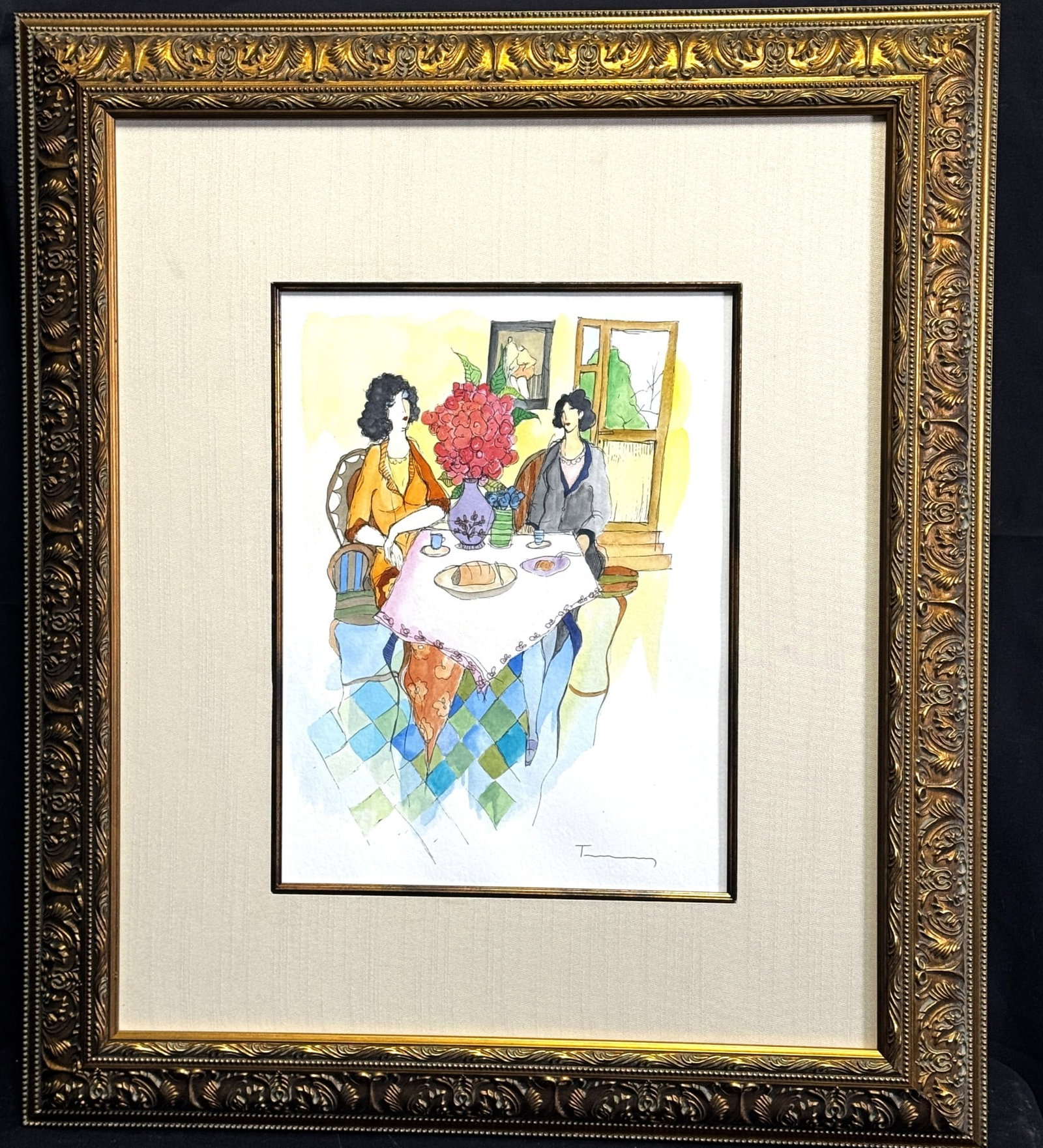 TARKAY " LUNCH BREAK" SIGNED LOWER RIGHT: TARKAY " LUNCH BREAK" MIX MEDIA ON PAPER SIGNED LOWER RIGHT Height: 29 in. by Width: 25
