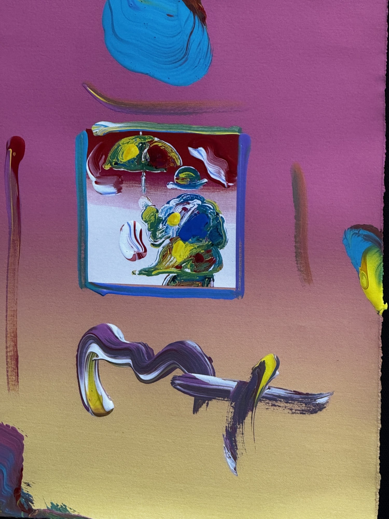 PETER MAX ORIGINAL ACRYLIC ON PAPER MAN WITH UMB (1 of 3)