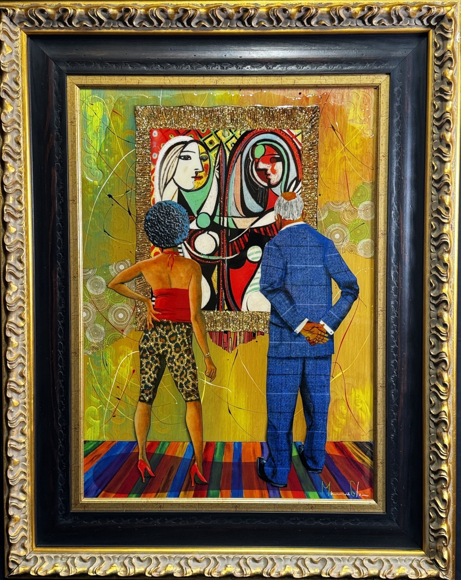 MARCUS GLENN " A DAY WITH THE MASTERS ": MARCUS GLENN " A DAY WITH THE MASTERS FETURING PICASSO" ORIGINAL PAINTING 2013, SIGNED LOWER RIGHT Height: 39 in. by Width: 31