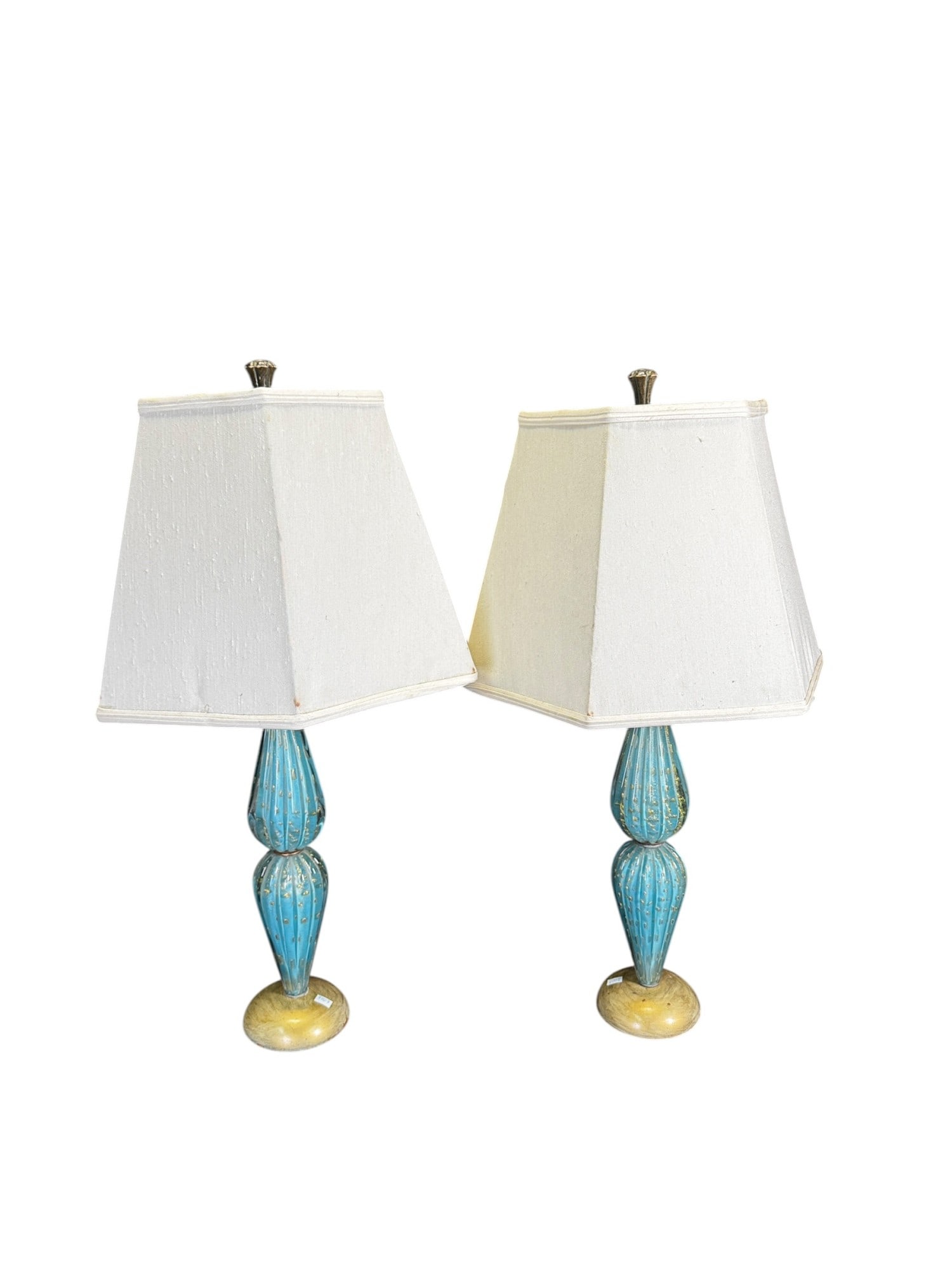 PR OF BLUE GLASS MURANO: PR OF BLUE GLASS MURANO Height: 30
