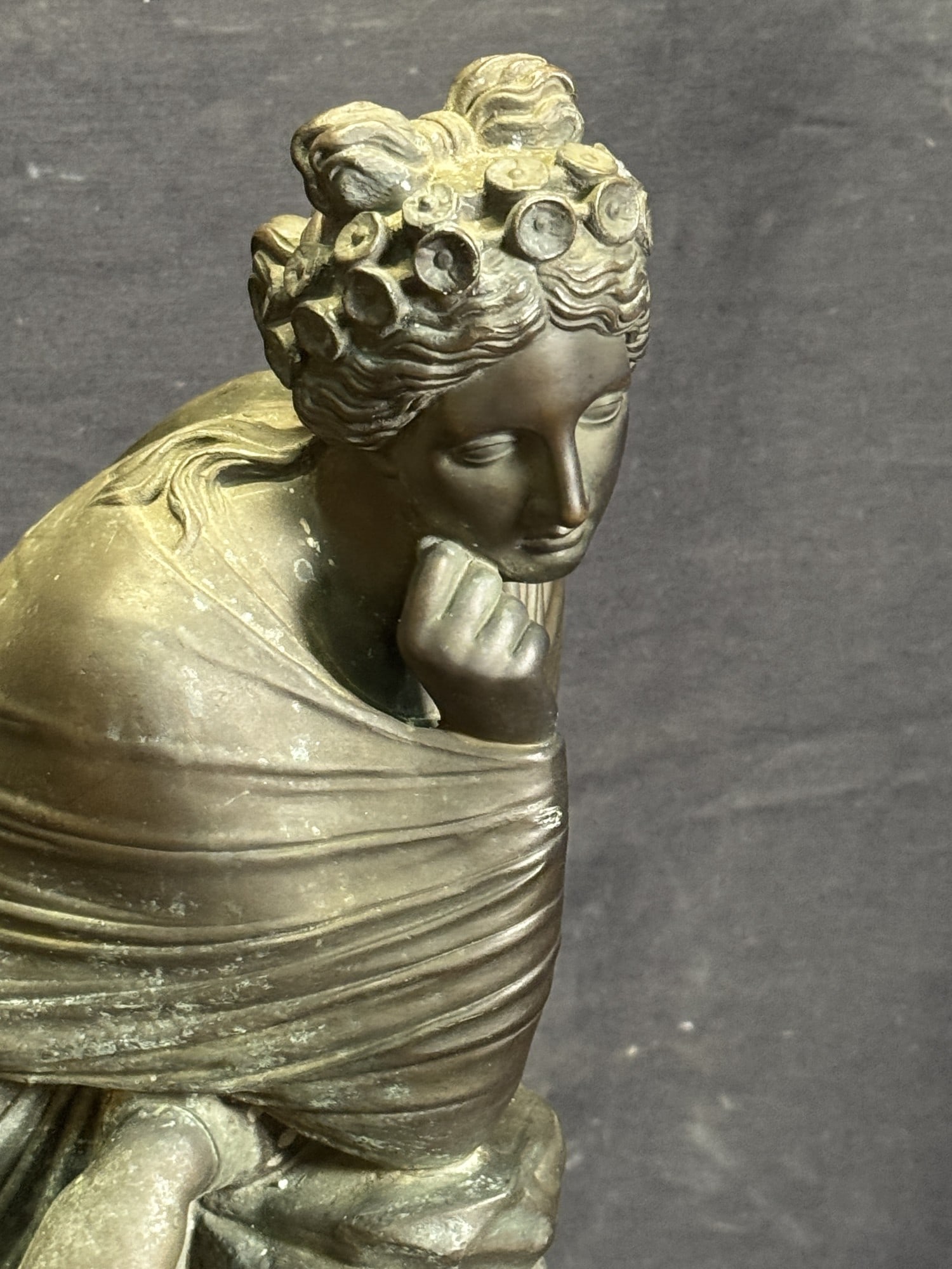 19th c. CLASSICAL BRONZE LADY STATUE - 4