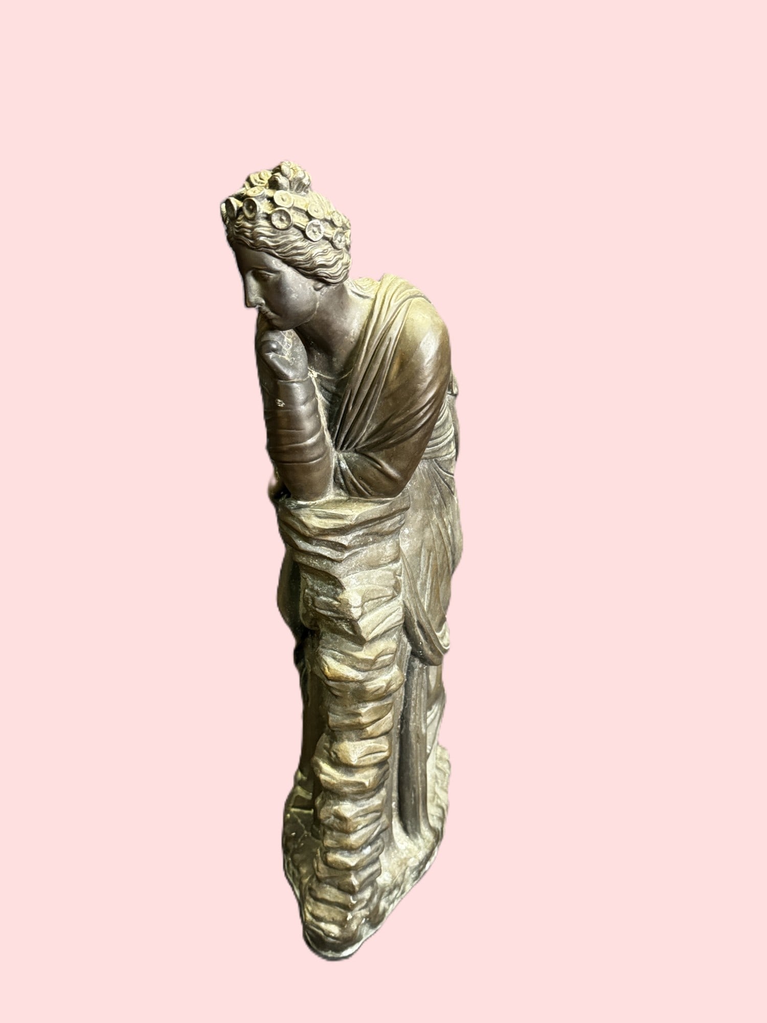 19th c. CLASSICAL BRONZE LADY STATUE - 5