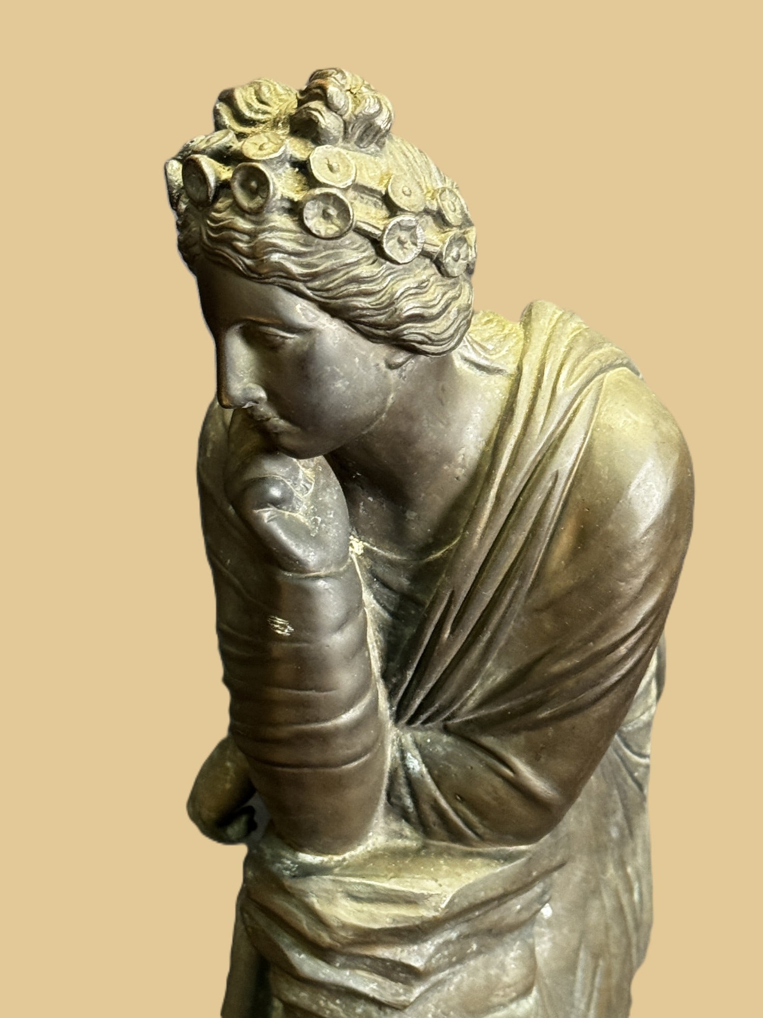 19th c. CLASSICAL BRONZE LADY STATUE - 6