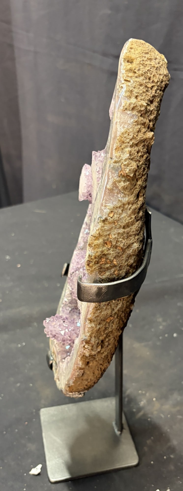 AGATE AMETHYST WITH CALCITE ON STAND - 3