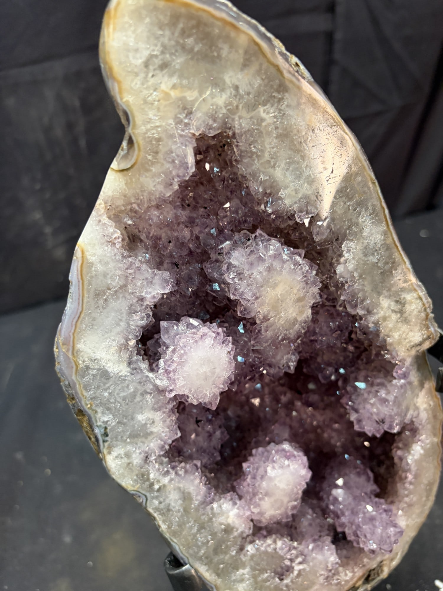 AGATE AMETHYST WITH CALCITE ON STAND - 4