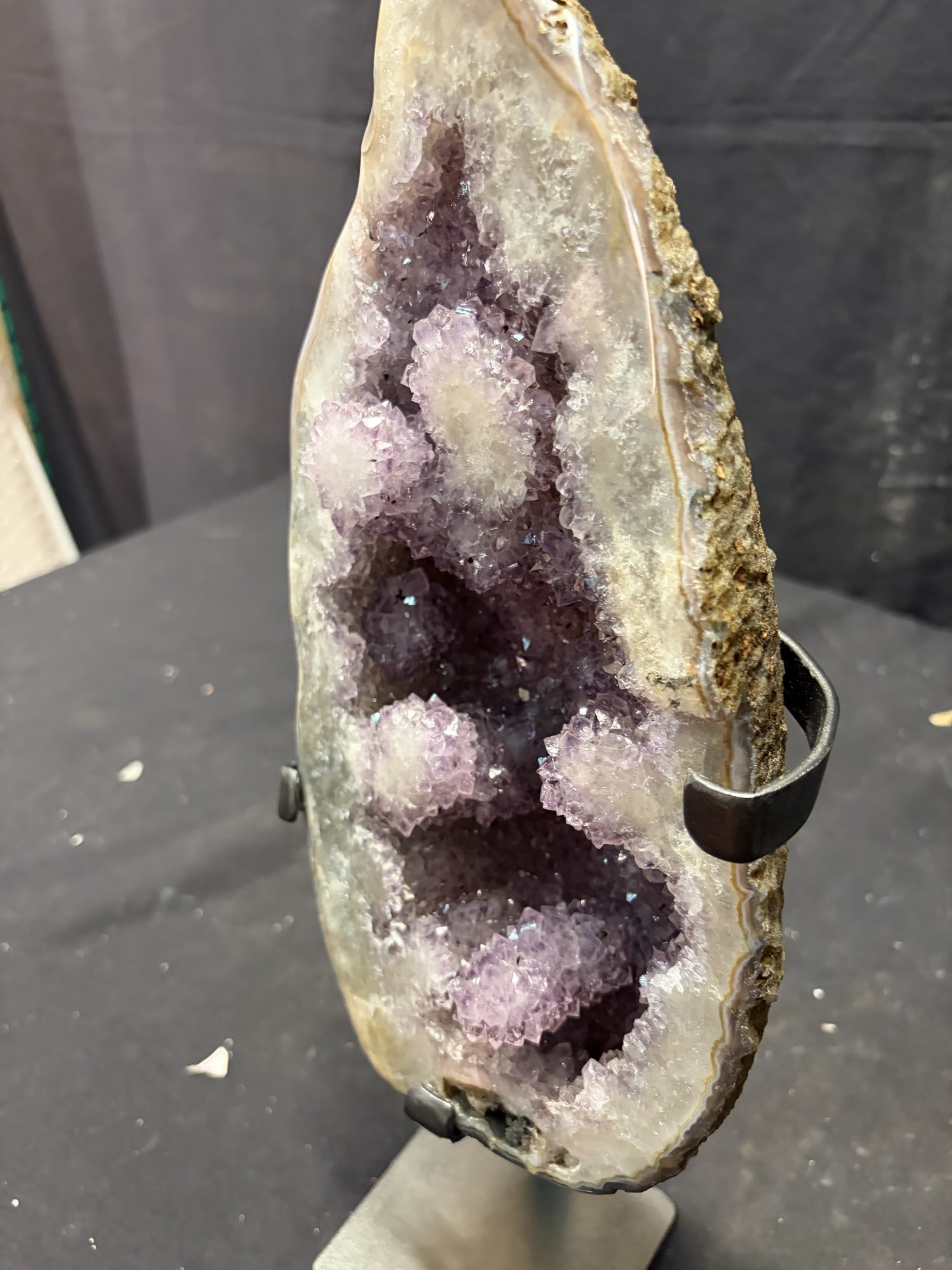 AGATE AMETHYST WITH CALCITE ON STAND - 5
