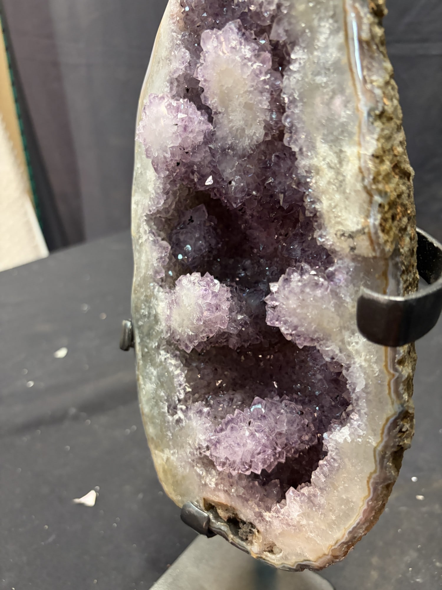 AGATE AMETHYST WITH CALCITE ON STAND - 6