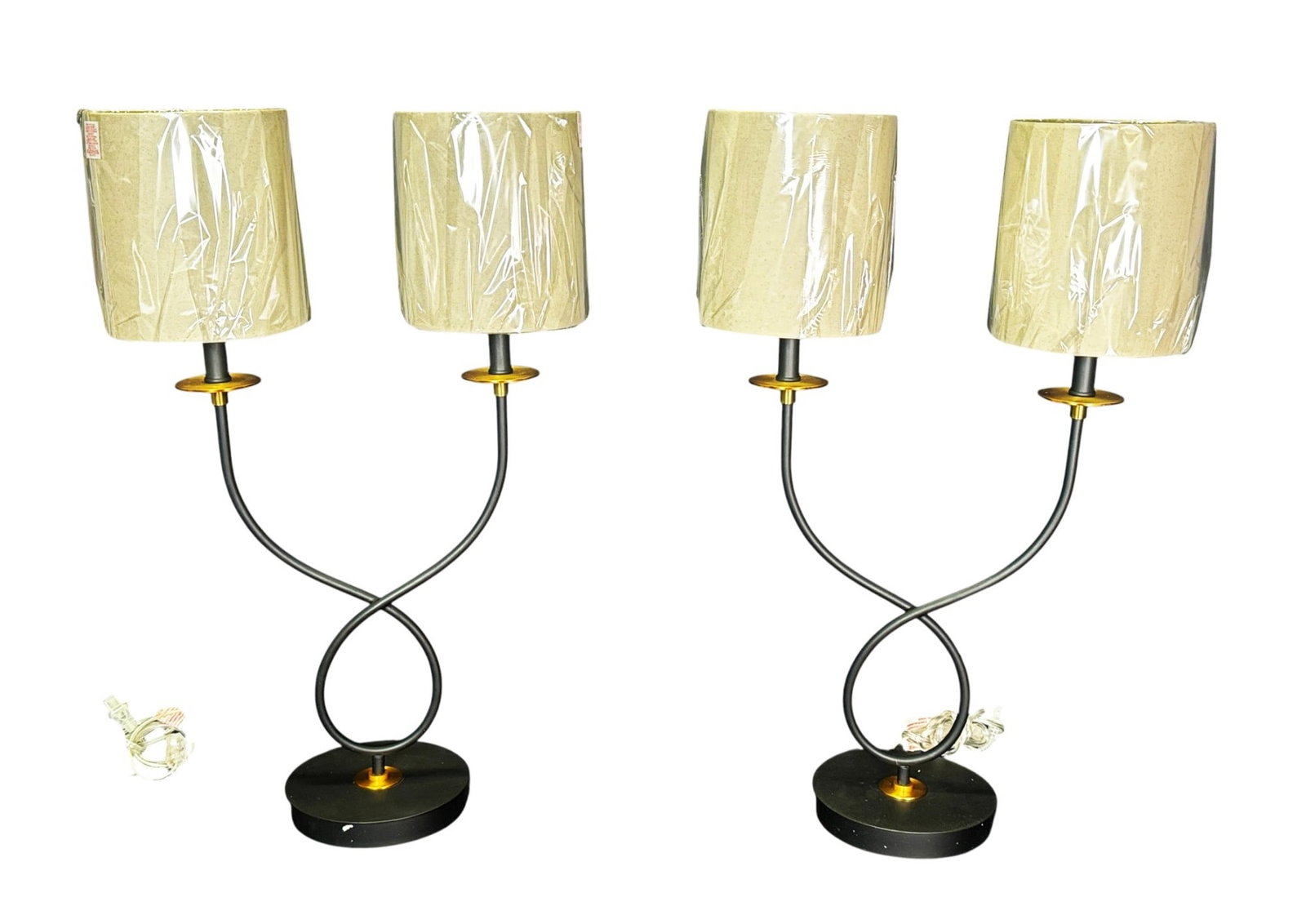 PAIR OF GILBERT POILLERAT STYLE LAMPS (1 of 3)
