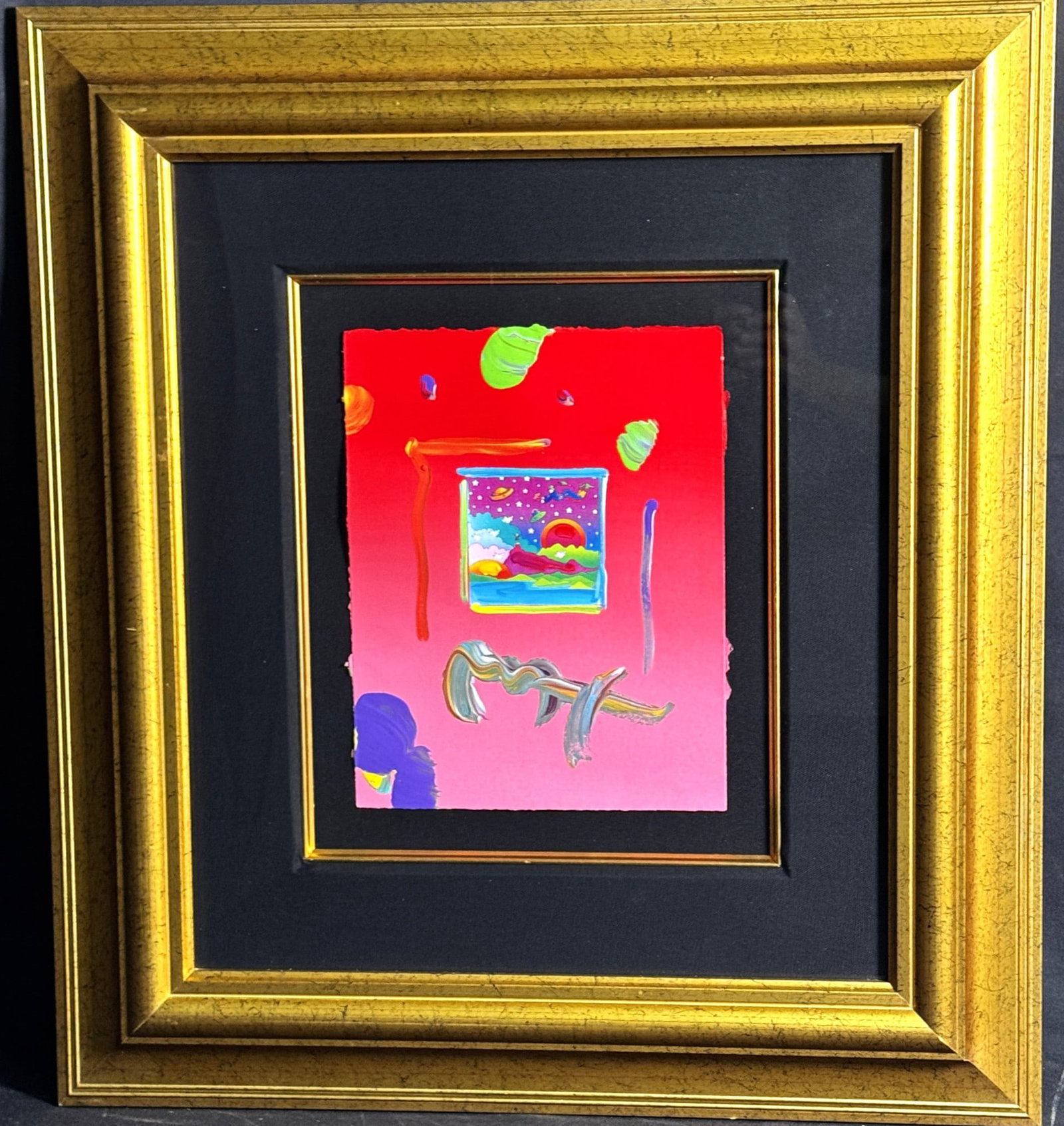 PETER MAX ORIGINAL ACRYLIC ON PAPER " COSMIC SUNRI: PETER MAX ORIGINAL ACRYLIC ON PAPER " COSMIC SUNRISE" Height: 22 in. by Width: 25