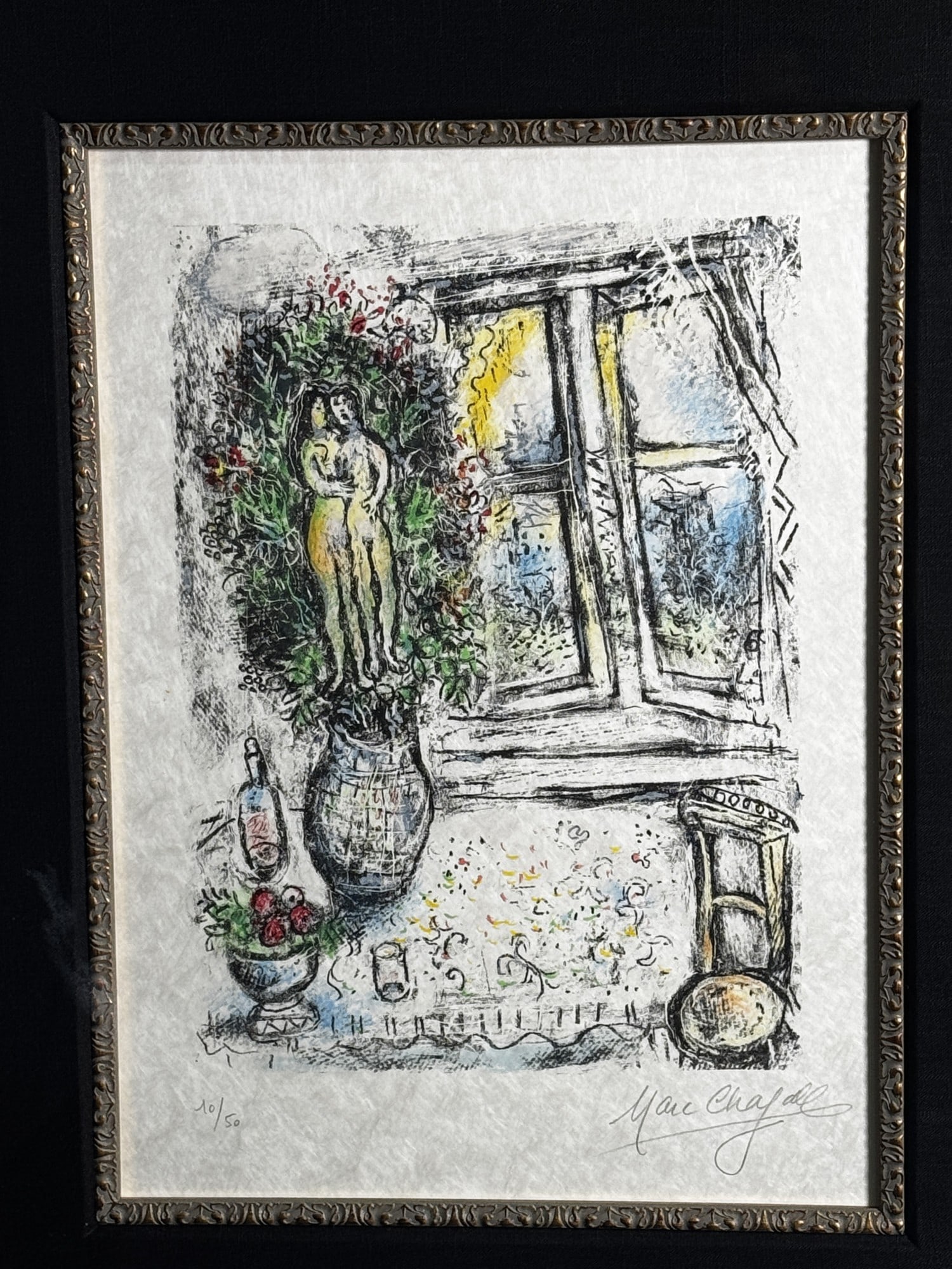 MARC CHAGALL "LA FENETRE ENTRE ENTRUVENTE" LITHOGRAPH, EDITION # 10/50 - 2