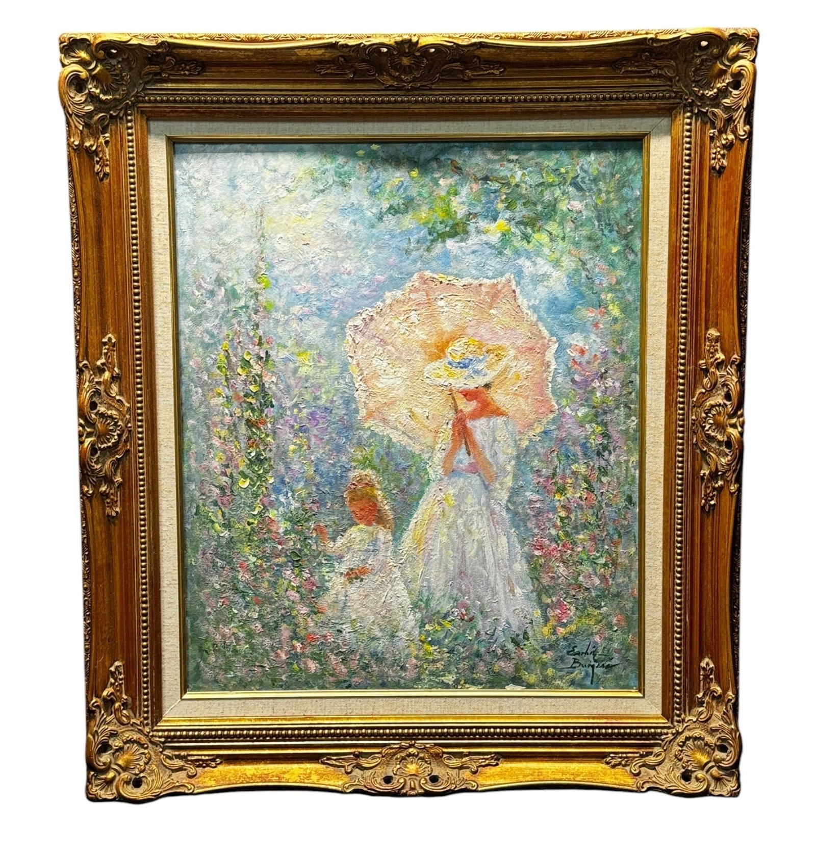 OIL ON CANVAS IMPRESSIONIST OF MOTHER AND CHILD (1 of 3)
