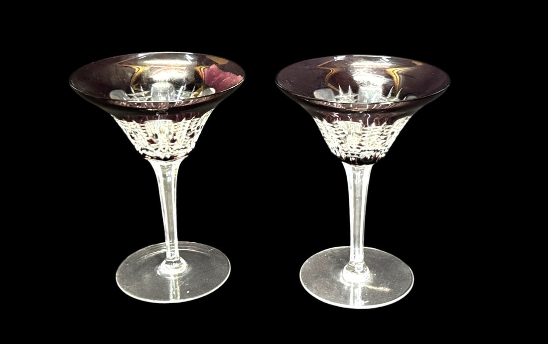 2 WATERFORD PURPLE CRYSTAL WINE GLASSES (1 of 3)
